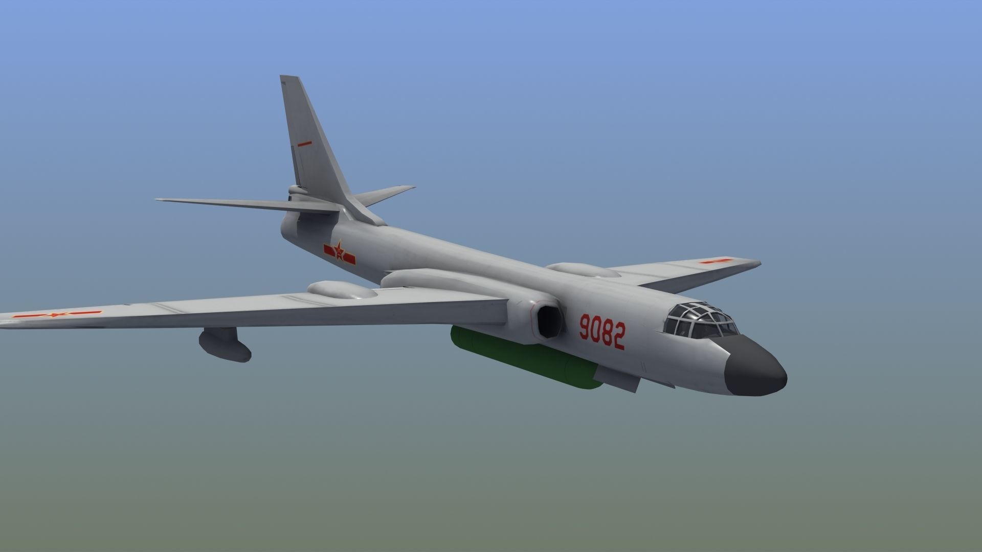 H-6K Bomber Low-poly 3D model_12
