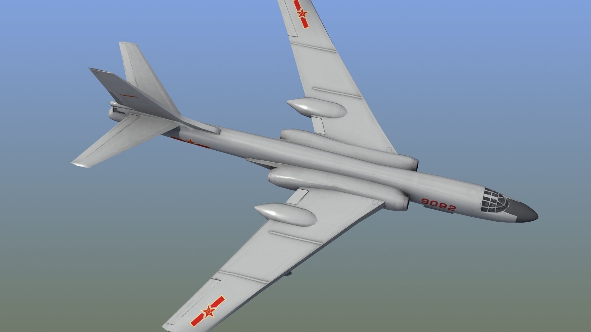 H-6K Bomber Low-poly 3D model_4