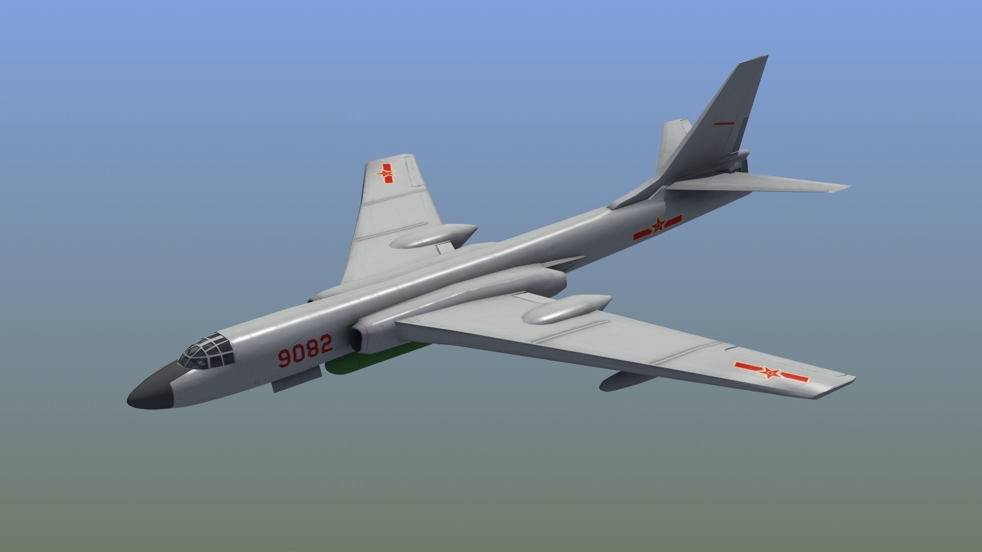 H-6K Bomber Low-poly 3D model_2
