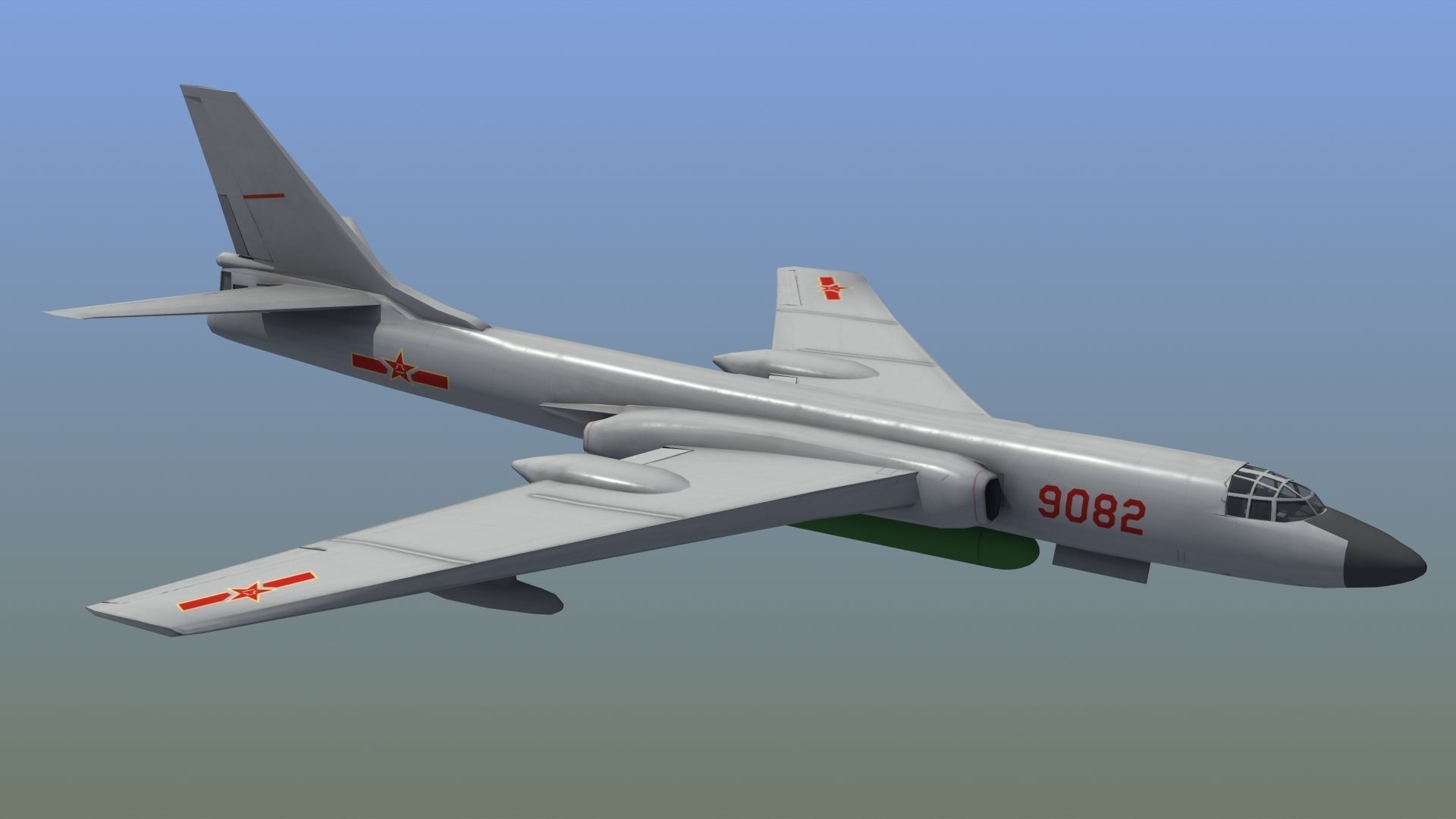 H-6K Bomber Low-poly 3D model_11