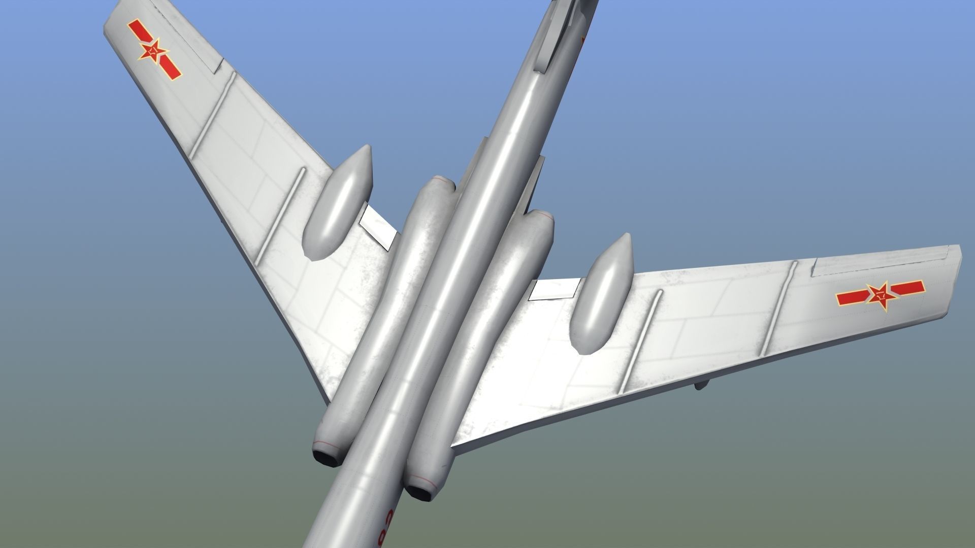 H-6K Bomber Low-poly 3D model_3