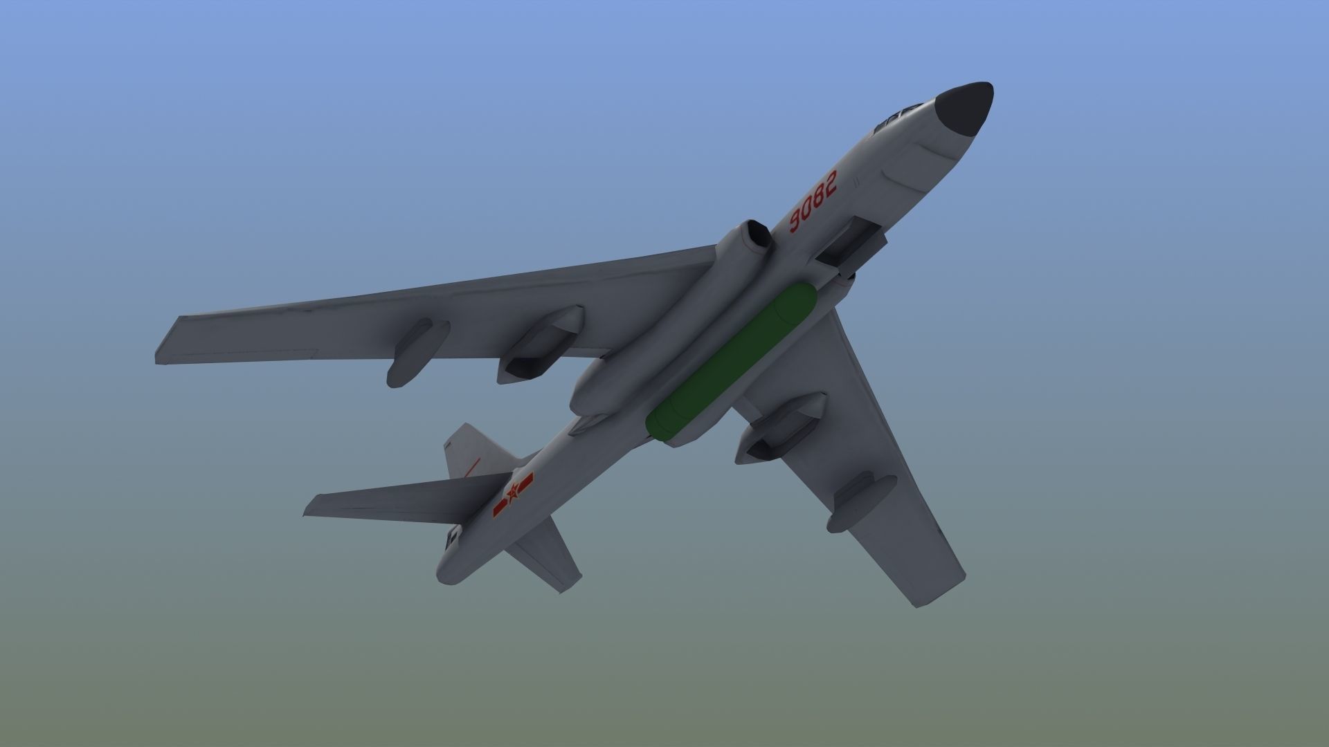 H-6K Bomber Low-poly 3D model_18