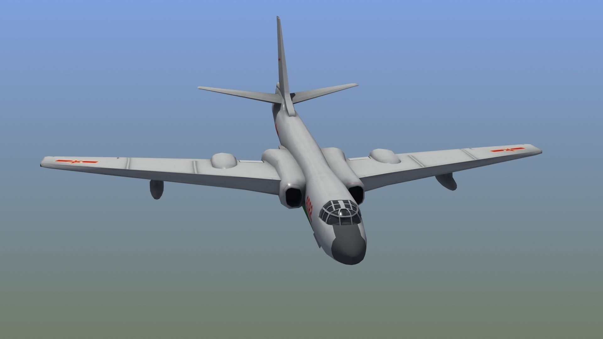 H-6K Bomber Low-poly 3D model_14
