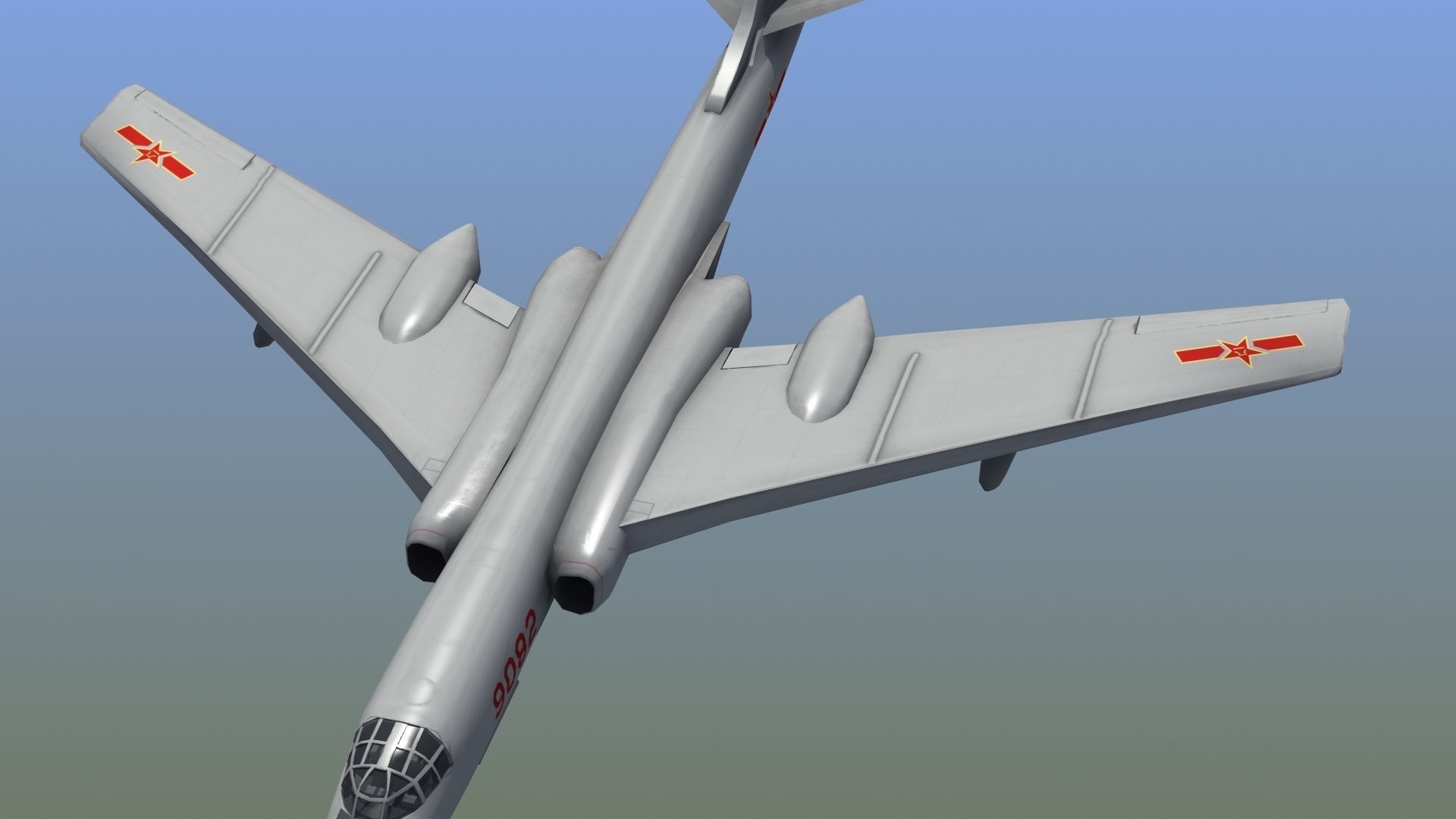 H-6K Bomber Low-poly 3D model_7