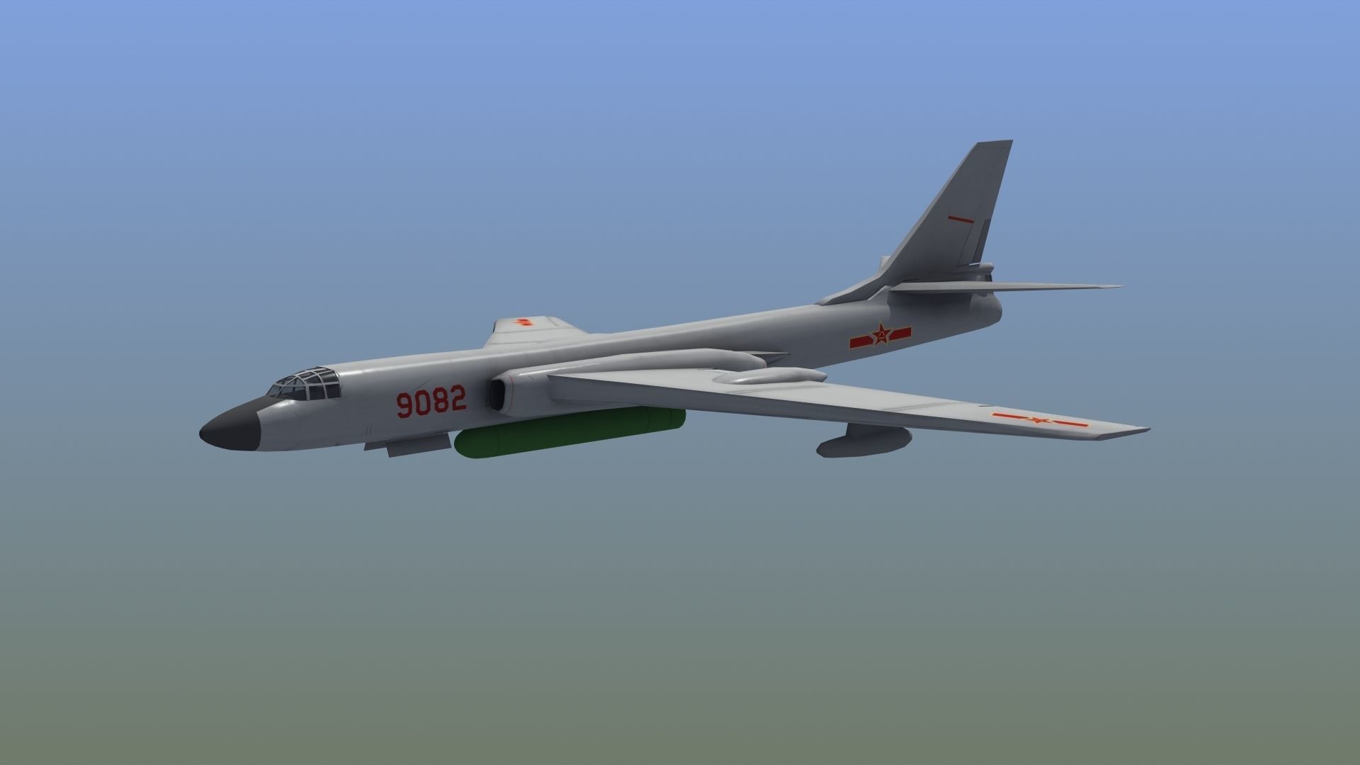 H-6K Bomber Low-poly 3D model_6