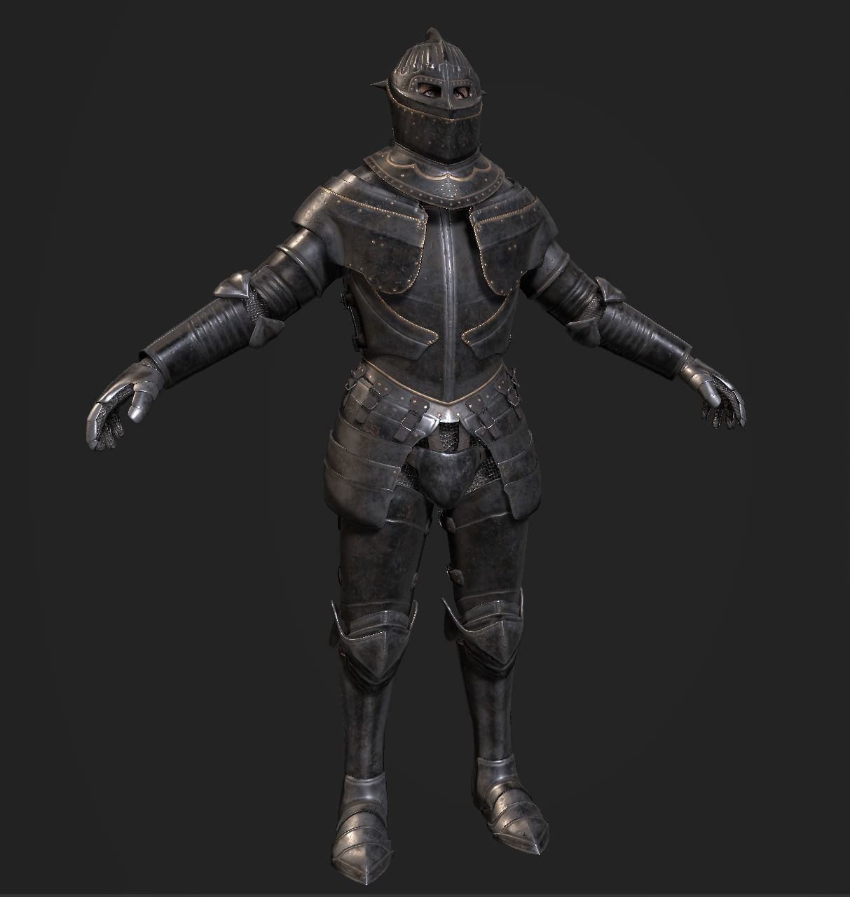 Dark Medieval Knight Warrior PBR VR AR Low-poly 3D model_21