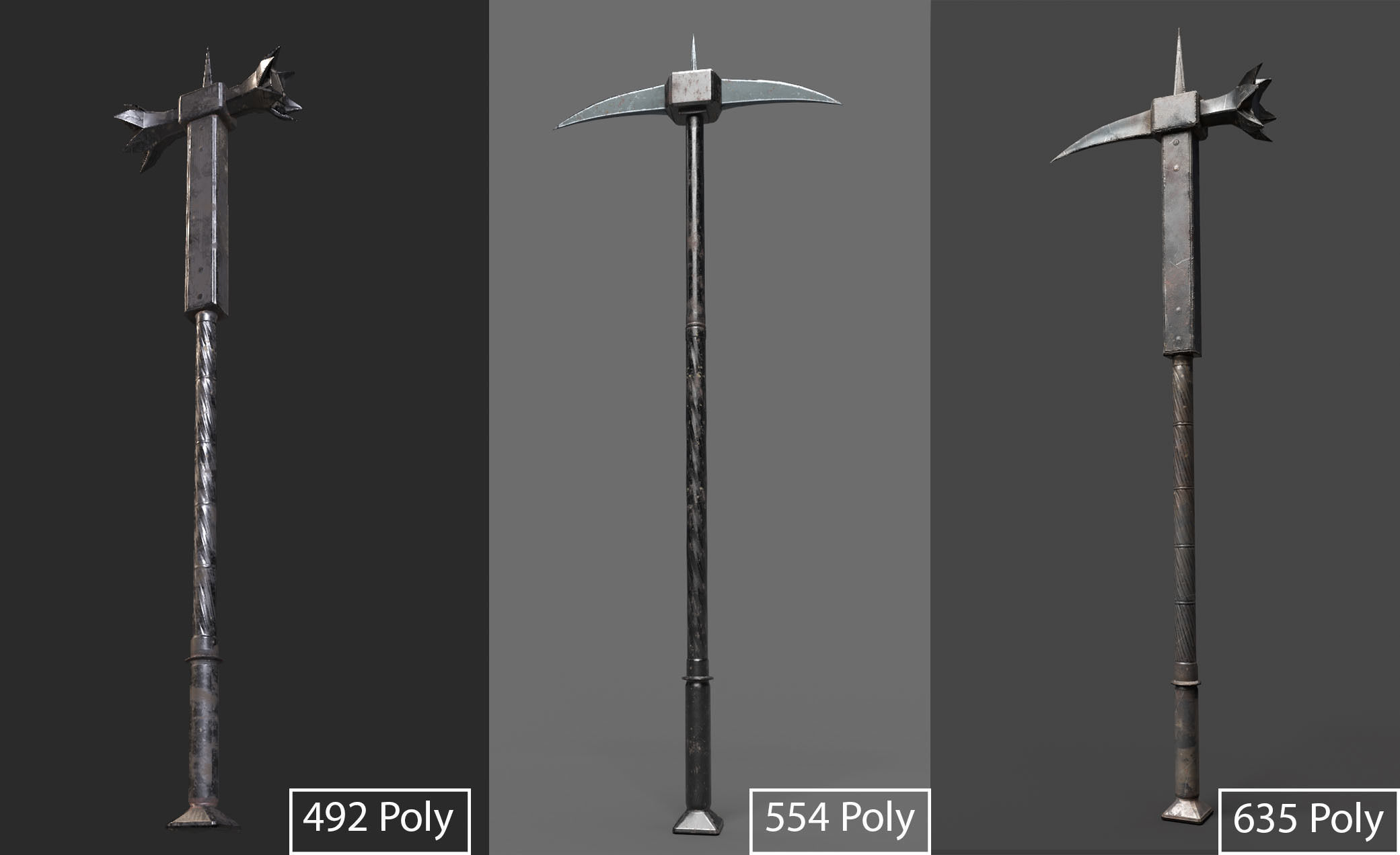 Dark Medieval Knight Warrior PBR VR AR Low-poly 3D model_27