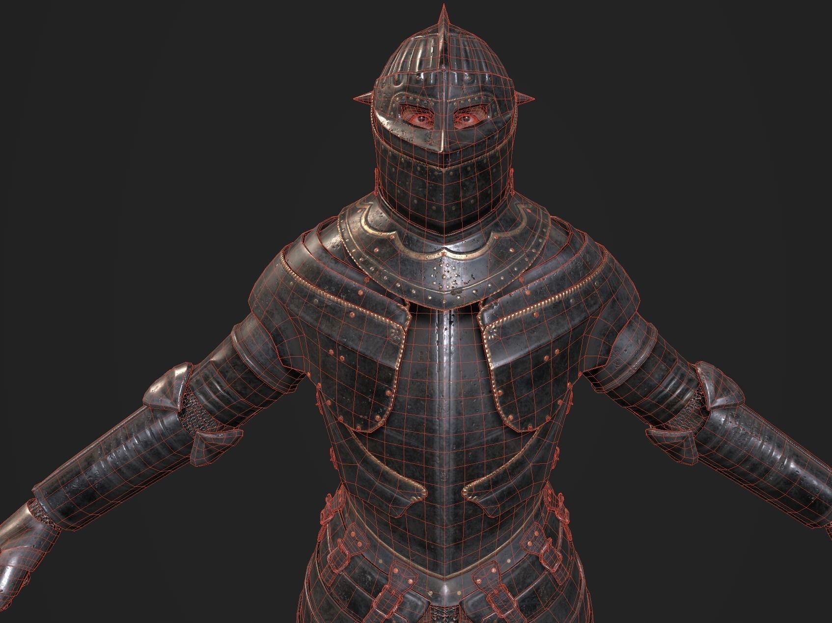 Dark Medieval Knight Warrior PBR VR AR Low-poly 3D model_8