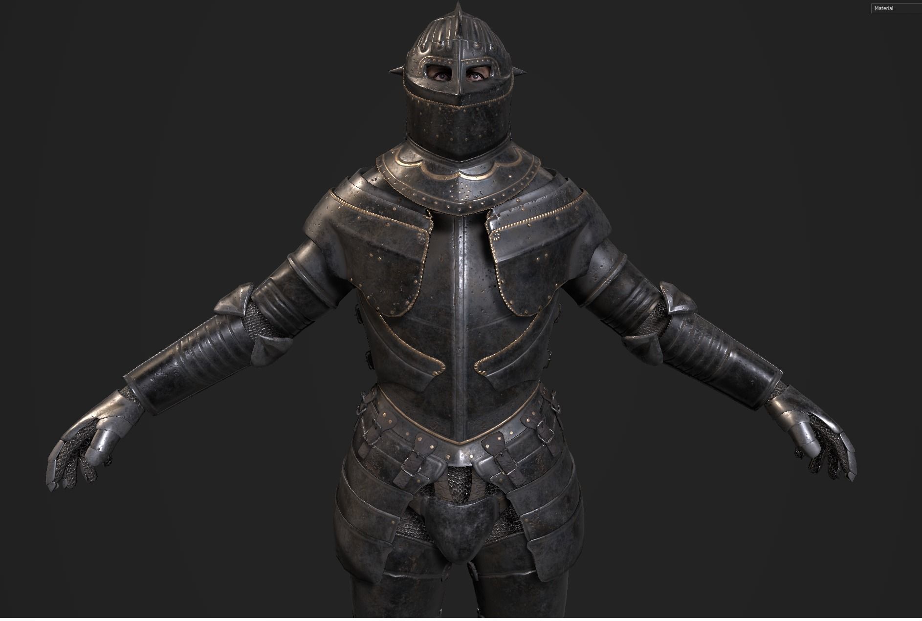 Dark Medieval Knight Warrior PBR VR AR Low-poly 3D model_15