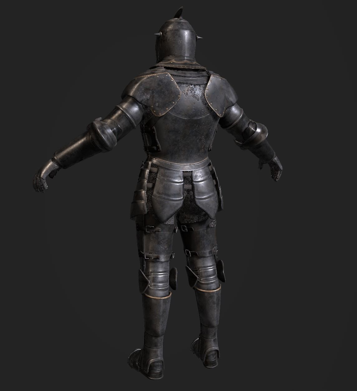 Dark Medieval Knight Warrior PBR VR AR Low-poly 3D model_14