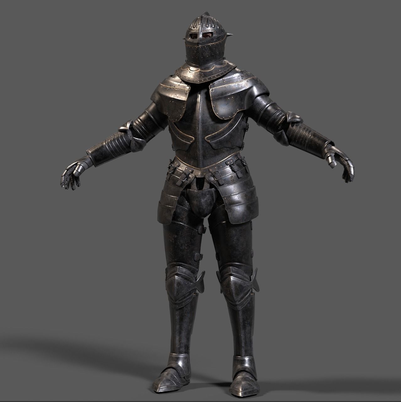 Dark Medieval Knight Warrior PBR VR AR Low-poly 3D model_2