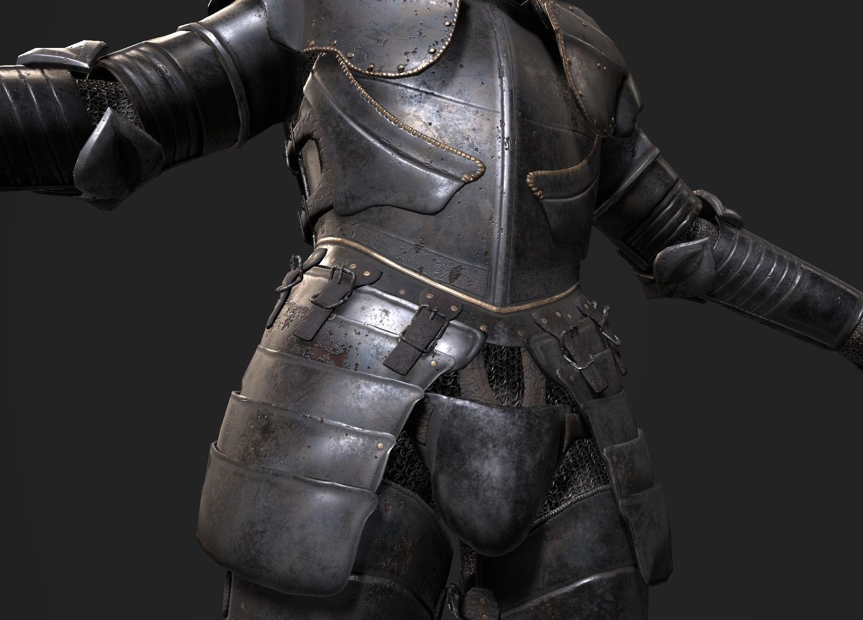 Dark Medieval Knight Warrior PBR VR AR Low-poly 3D model_20