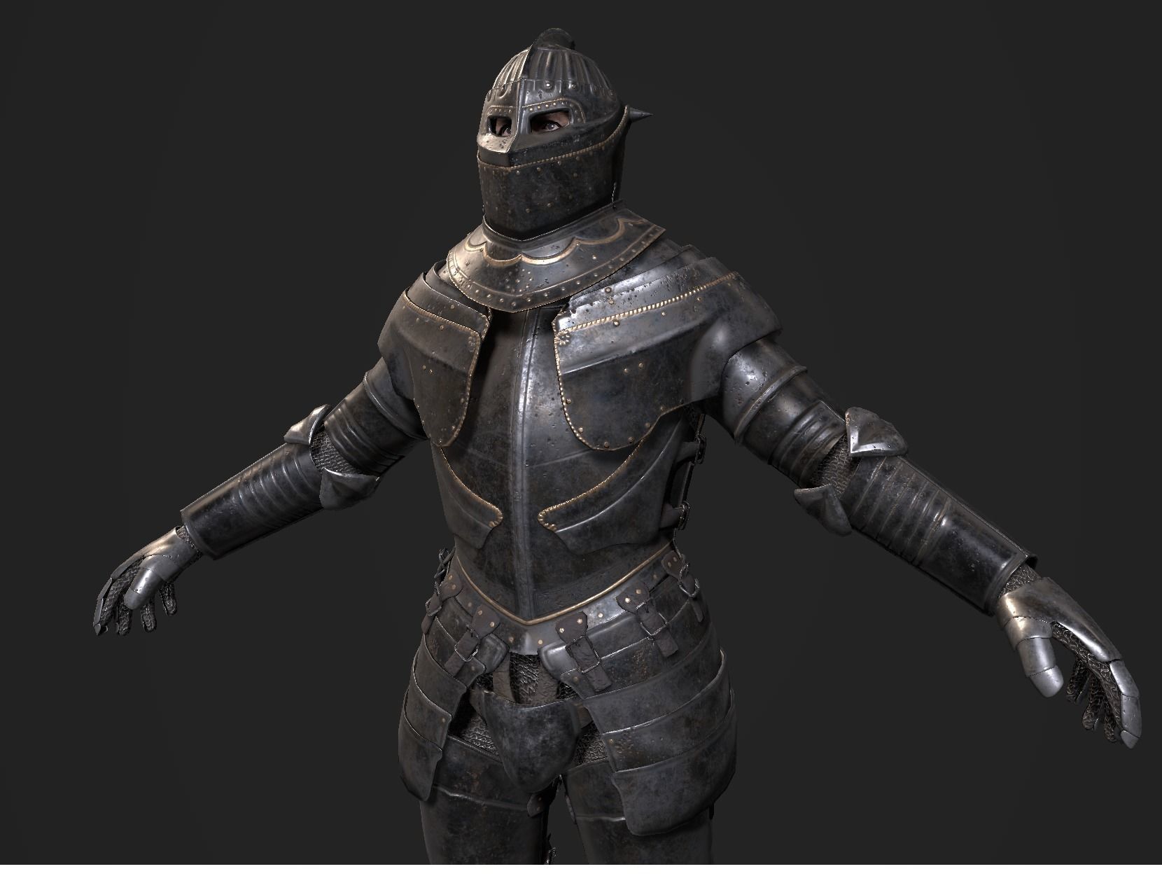 Dark Medieval Knight Warrior PBR VR AR Low-poly 3D model_5