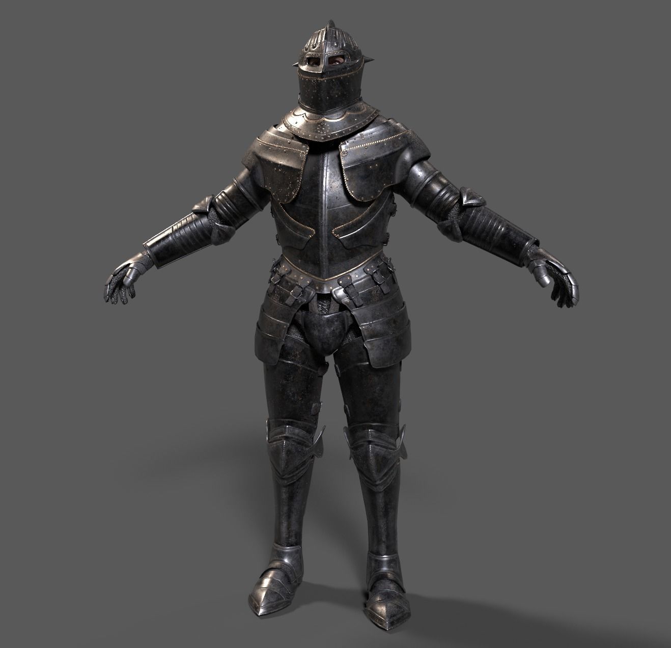 Dark Medieval Knight Warrior PBR VR AR Low-poly 3D model_10