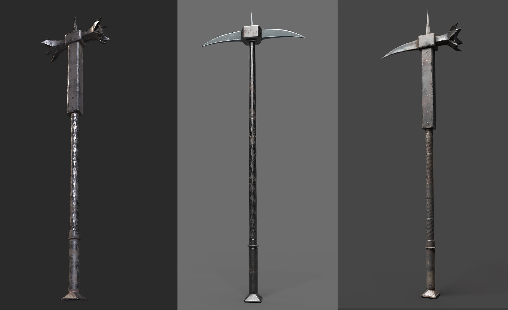 Dark Medieval Knight Warrior PBR VR AR Low-poly 3D model_29