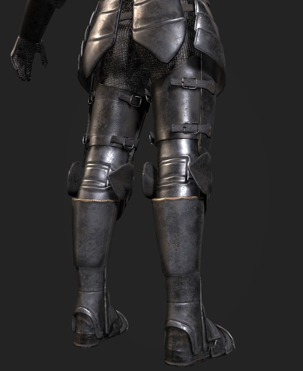 Dark Medieval Knight Warrior PBR VR AR Low-poly 3D model_16