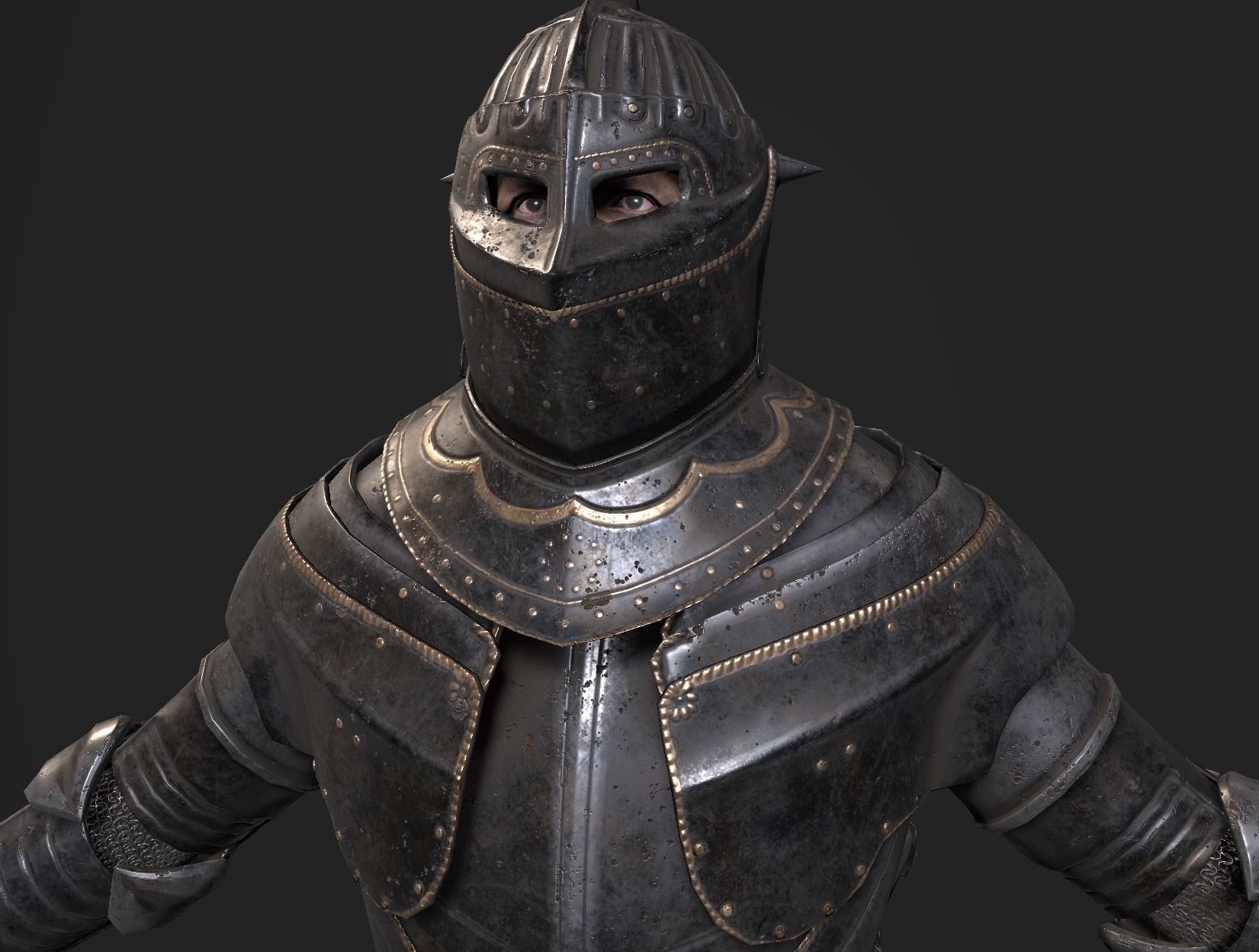 Dark Medieval Knight Warrior PBR VR AR Low-poly 3D model_4