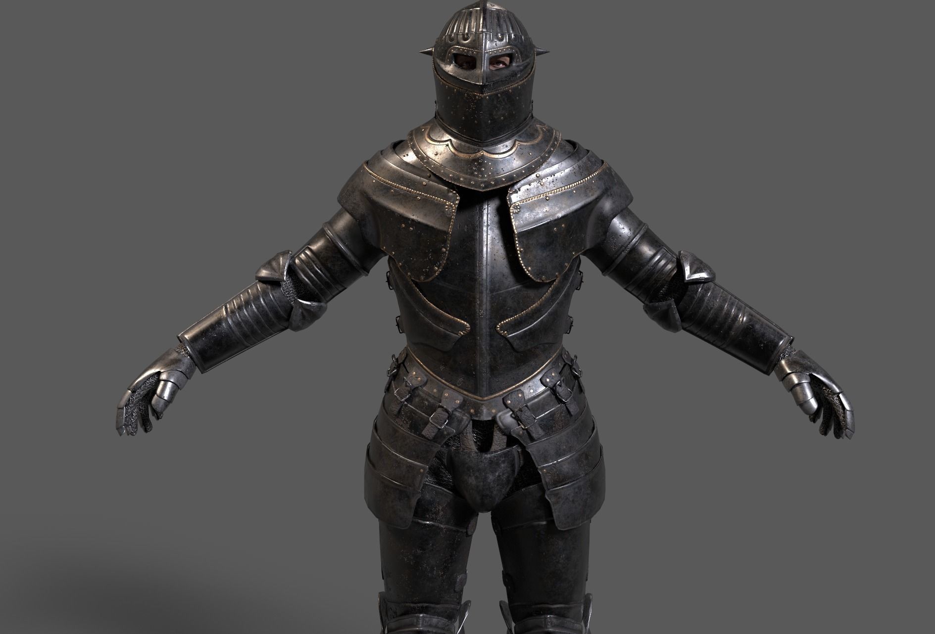 Dark Medieval Knight Warrior PBR VR AR Low-poly 3D model_3