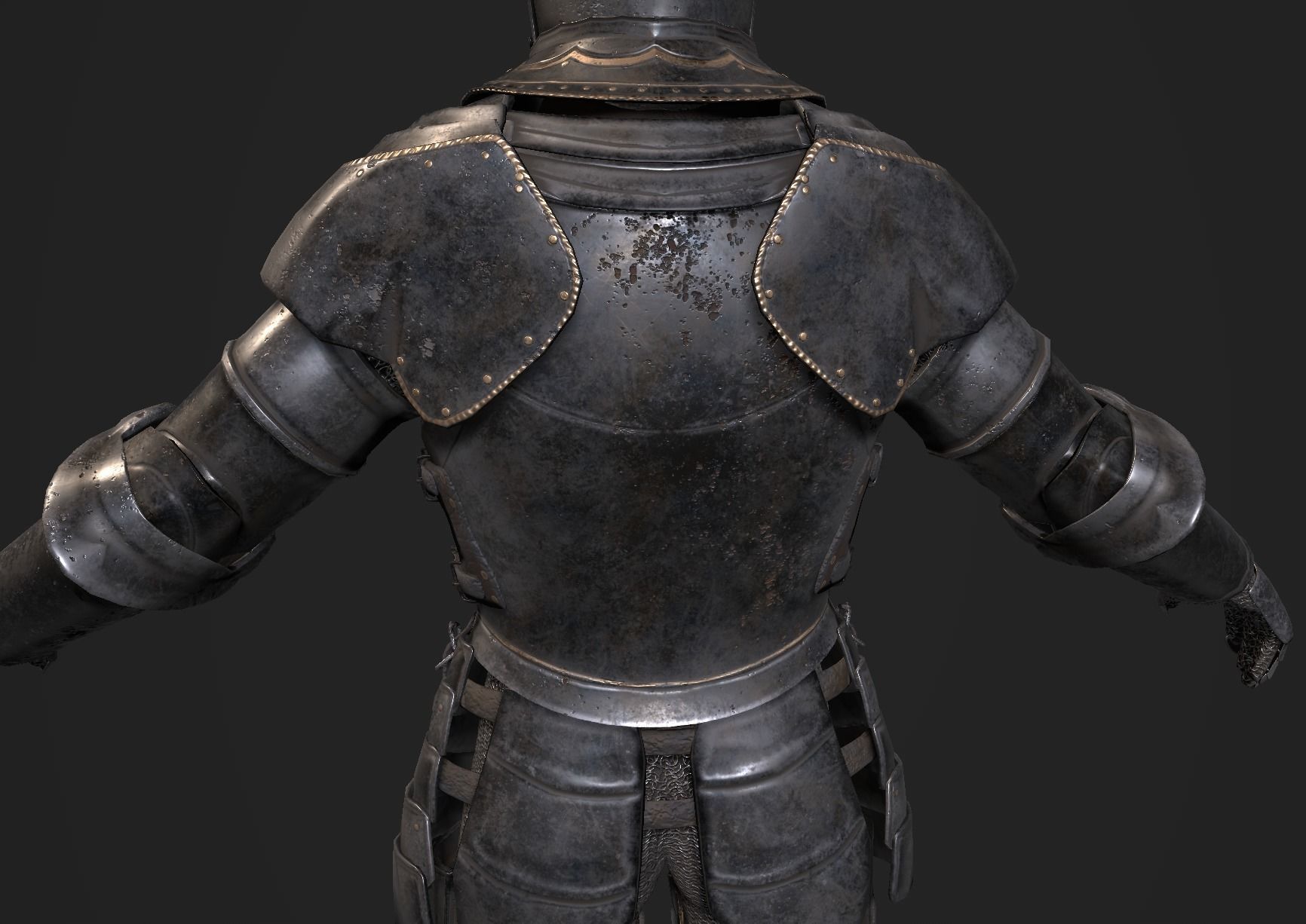 Dark Medieval Knight Warrior PBR VR AR Low-poly 3D model_19