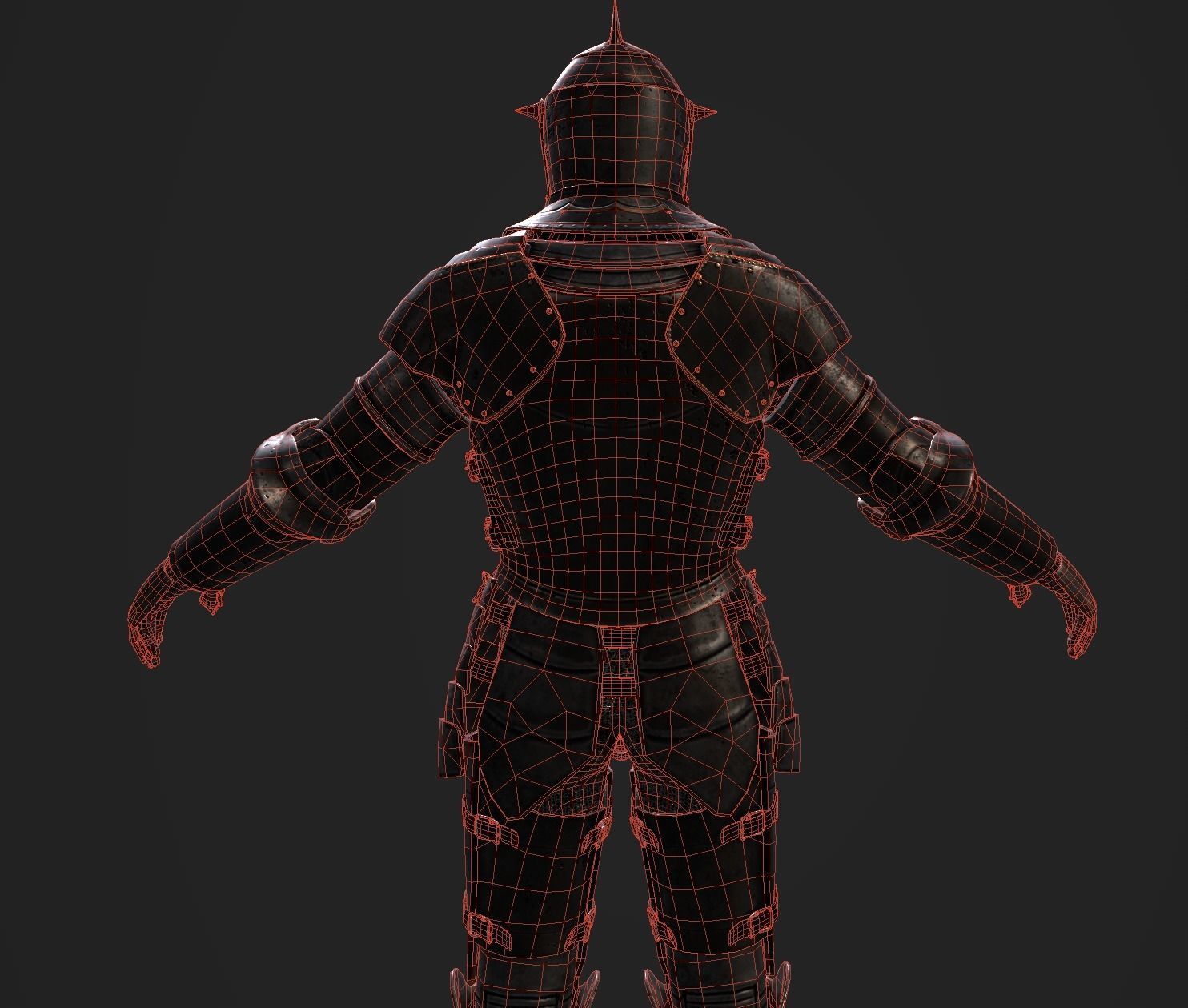 Dark Medieval Knight Warrior PBR VR AR Low-poly 3D model_11