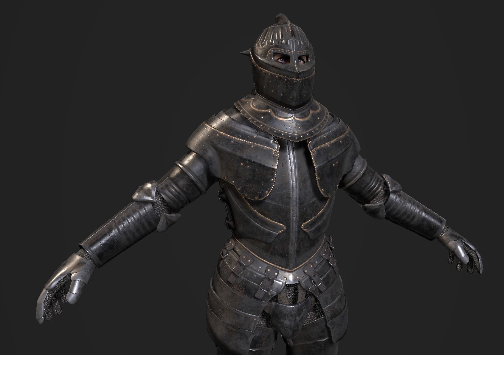 Dark Medieval Knight Warrior PBR VR AR Low-poly 3D model_7
