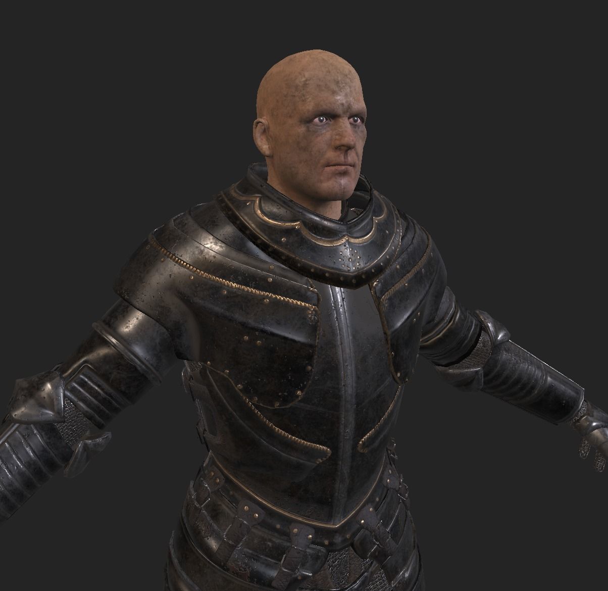 Dark Medieval Knight Warrior PBR VR AR Low-poly 3D model_24