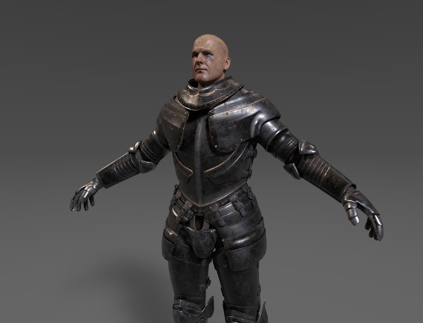 Dark Medieval Knight Warrior PBR VR AR Low-poly 3D model_6