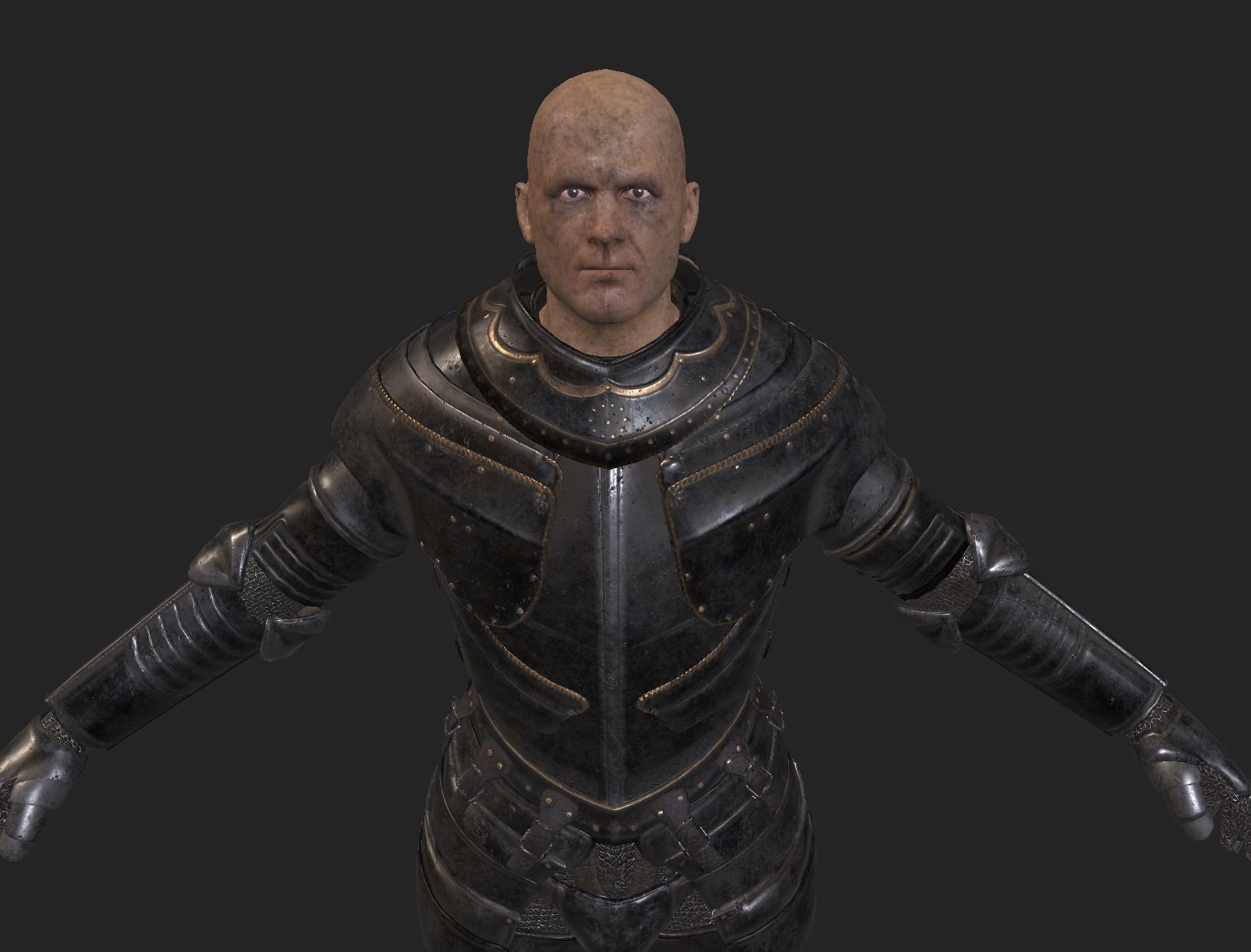 Dark Medieval Knight Warrior PBR VR AR Low-poly 3D model_23