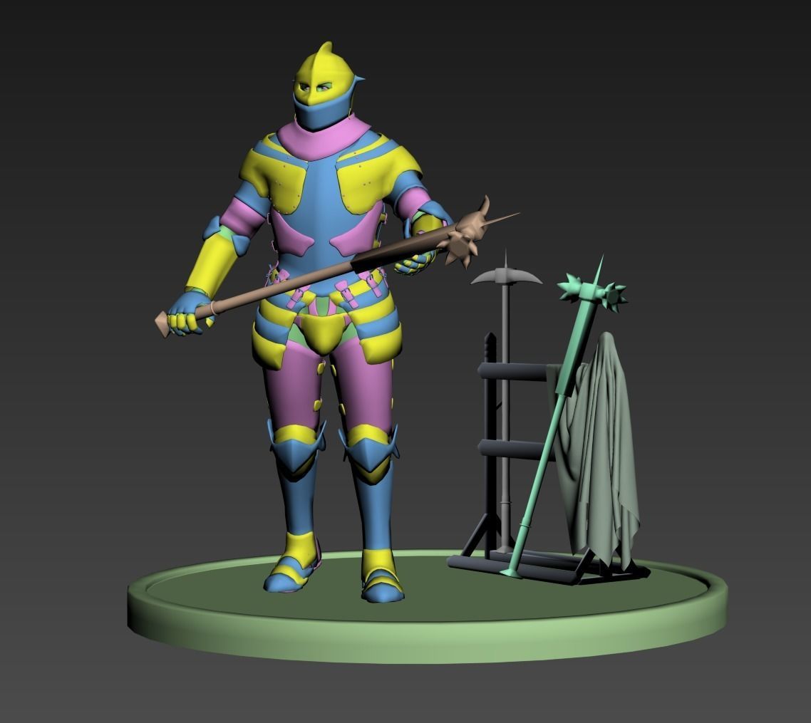 Dark Medieval Knight Warrior PBR VR AR Low-poly 3D model_25