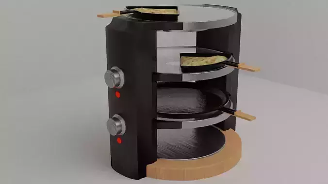 Round raclette grill Low-poly 3D model