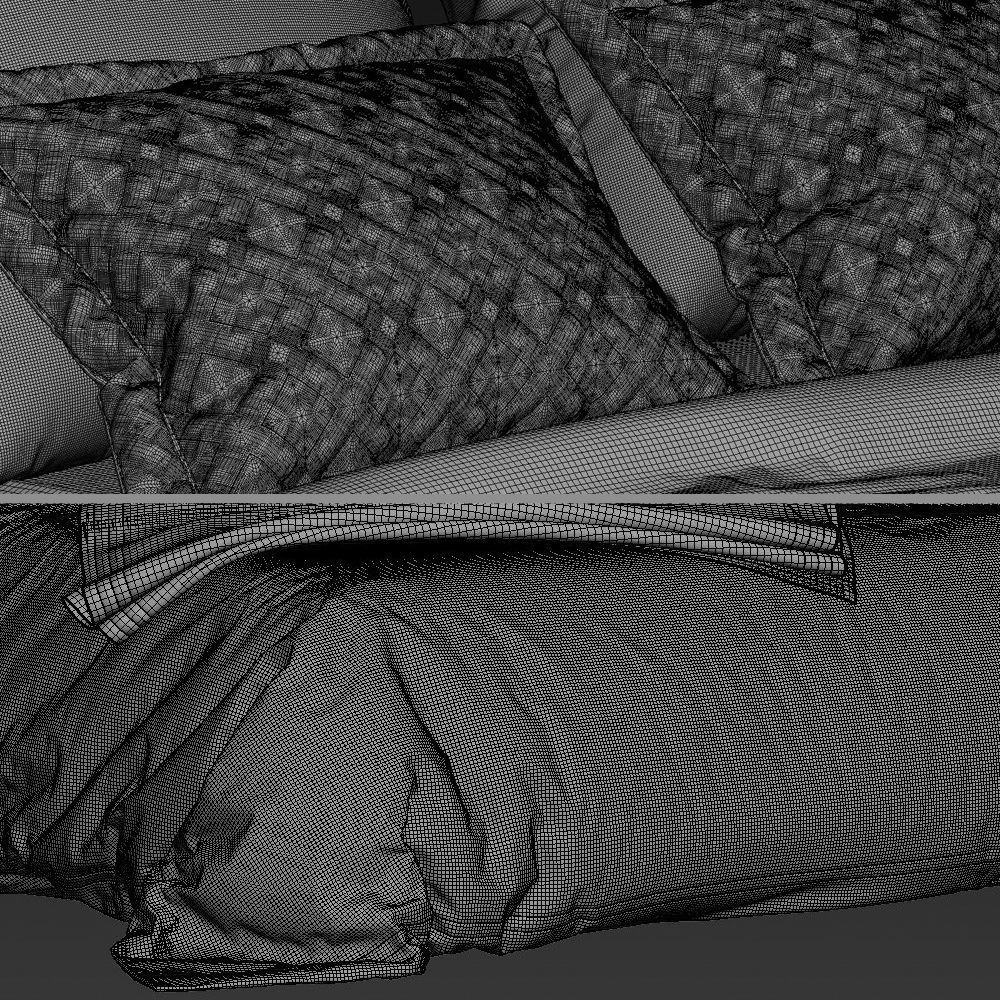 bed 4 with bedding and pillows 3D model_2
