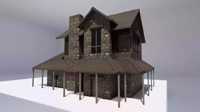 House old stone with roof