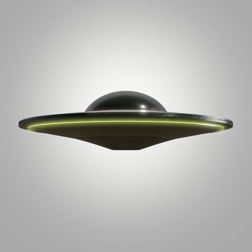 Spaceship and UFO Low-poly 3D model_8