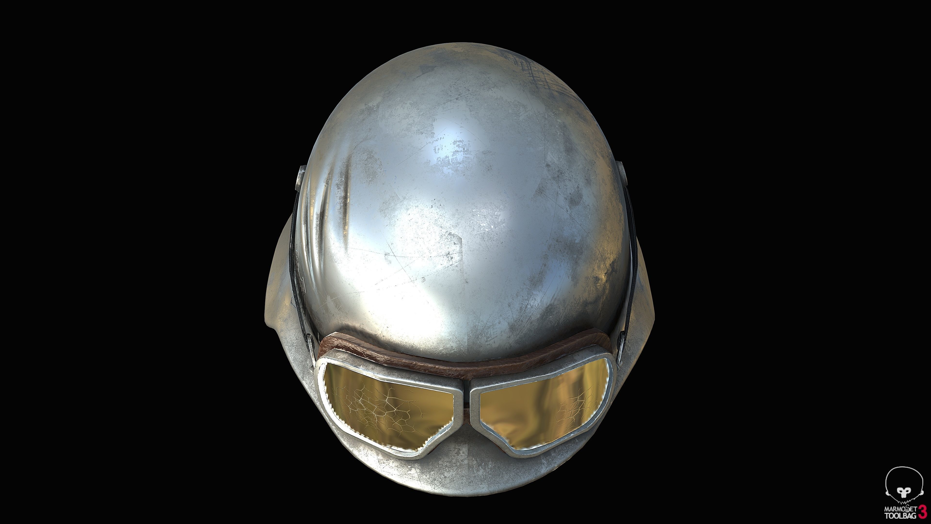 WW2 German Army Helmet with Goggles Low-poly 3D model_3