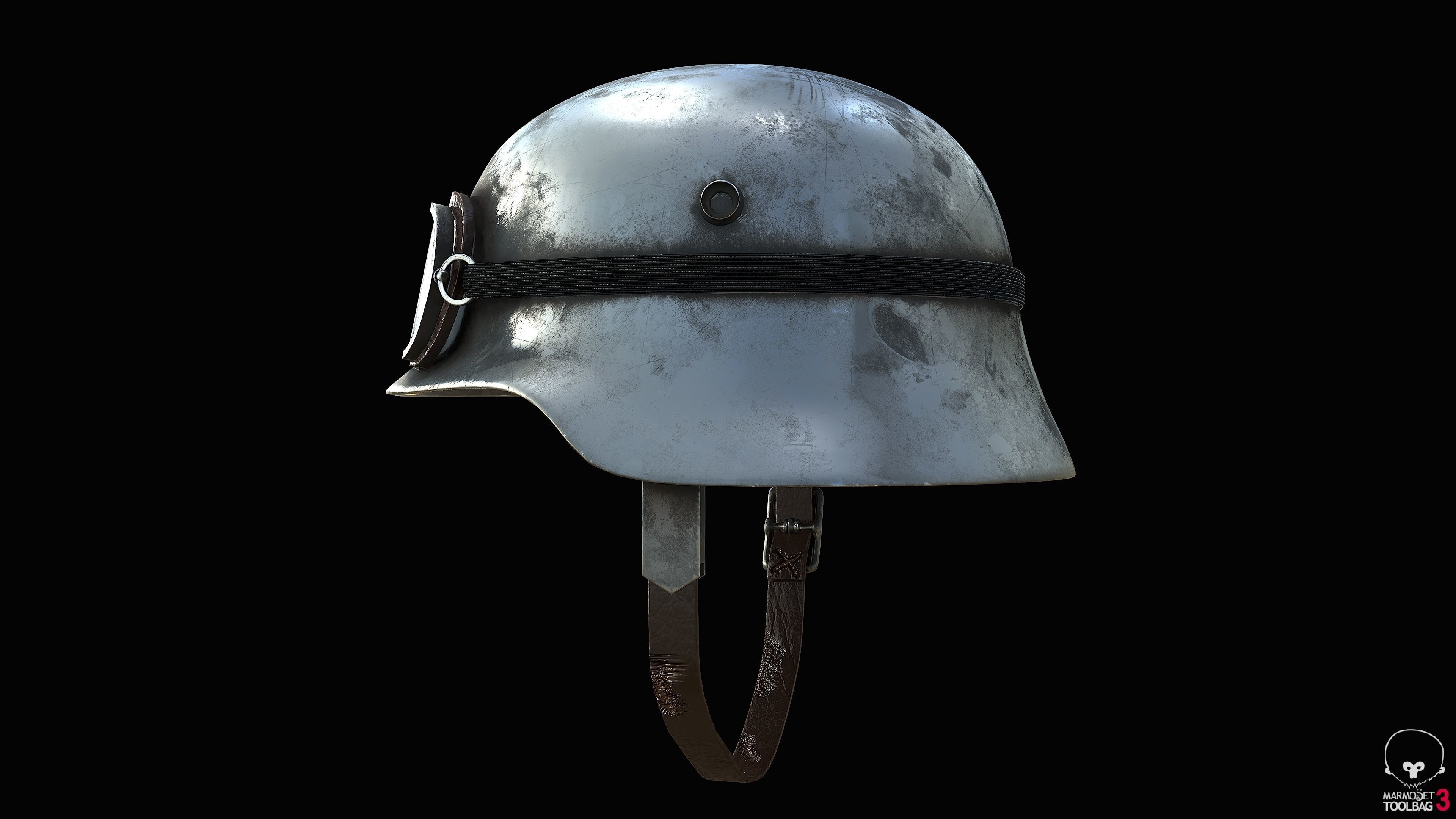 WW2 German Army Helmet with Goggles Low-poly 3D model_4