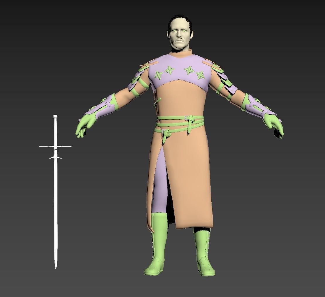 Medieval Squire Warrior PBR  Low-poly 3D model_16