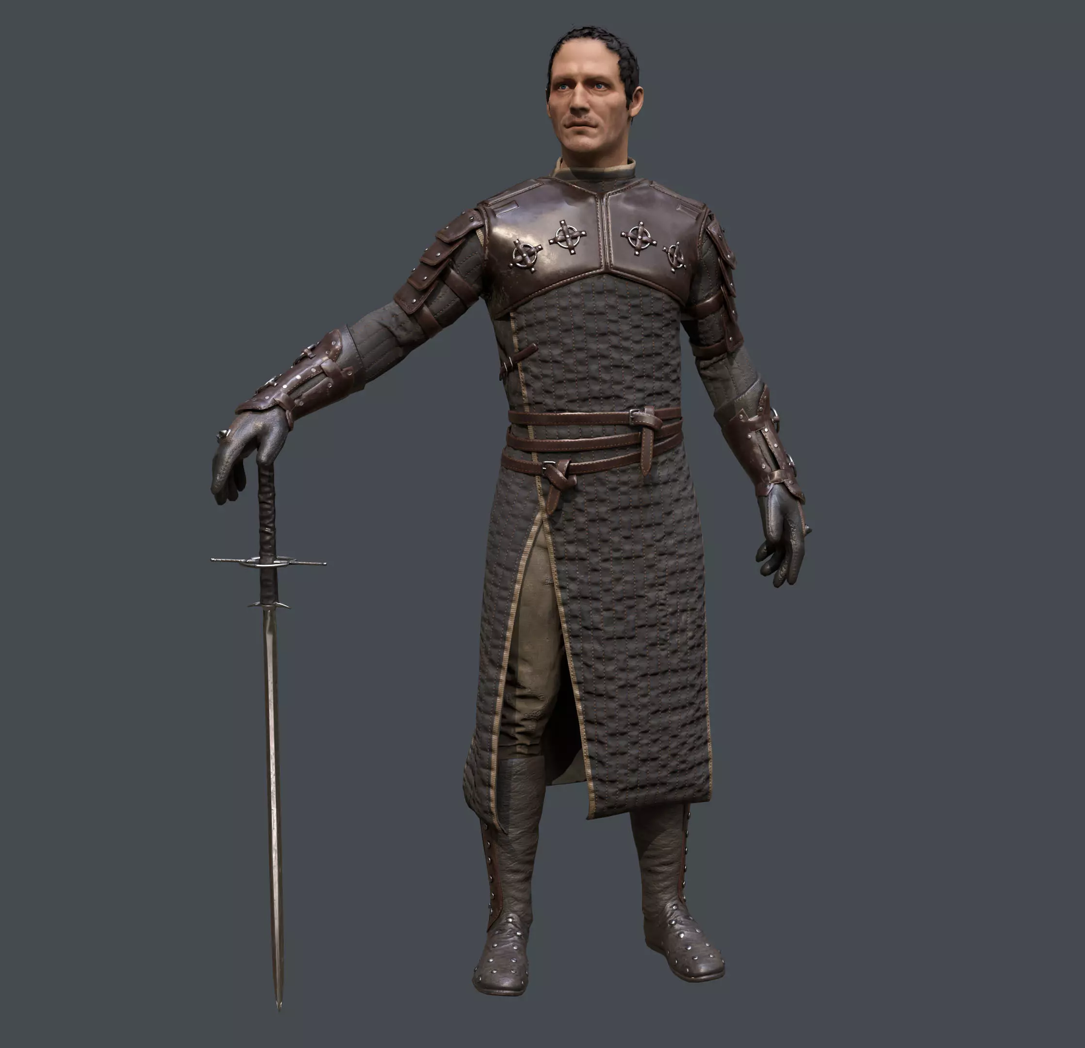 Medieval Squire Warrior PBR  Low-poly 3D model_0