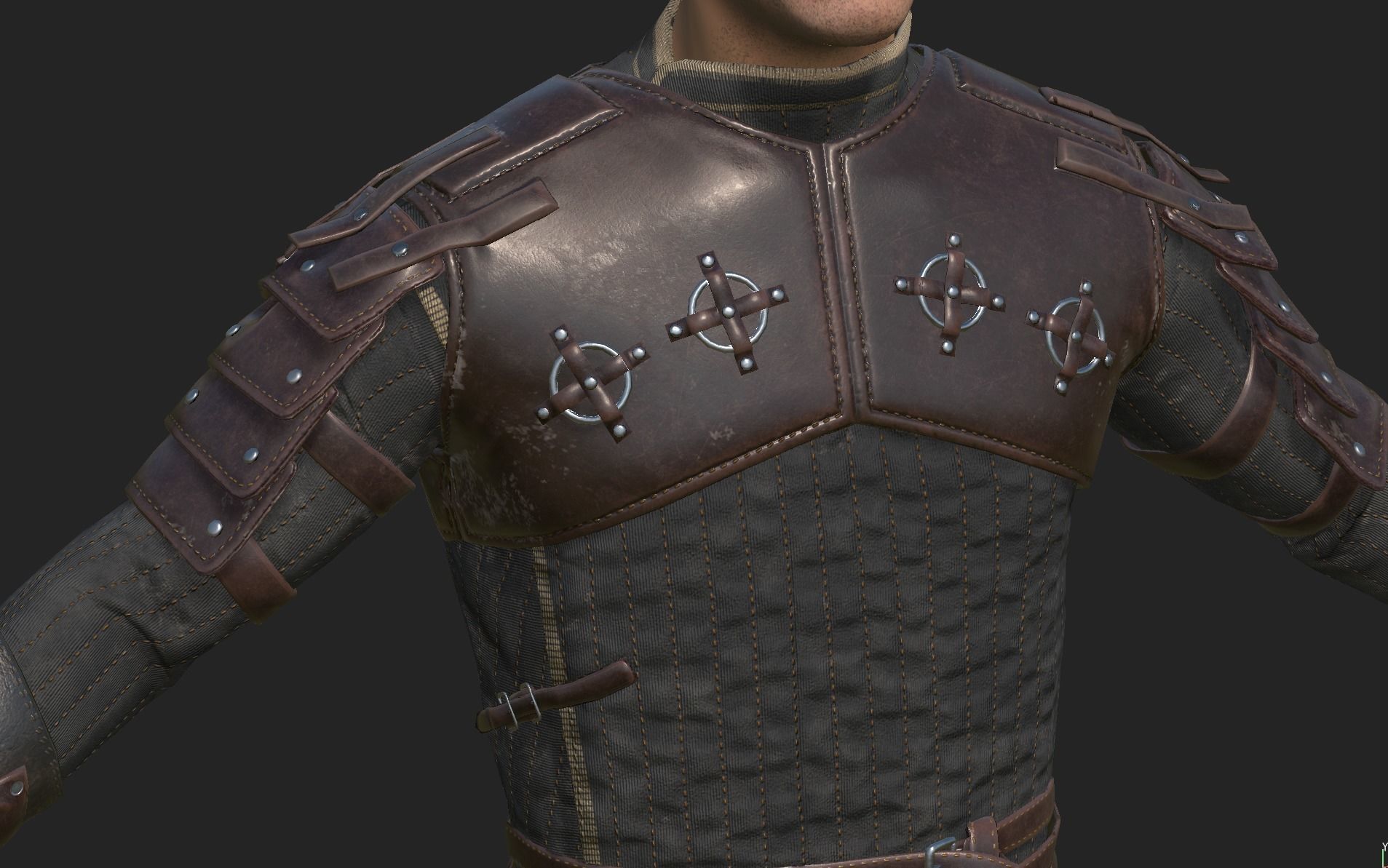 Medieval Squire Warrior PBR  Low-poly 3D model_8