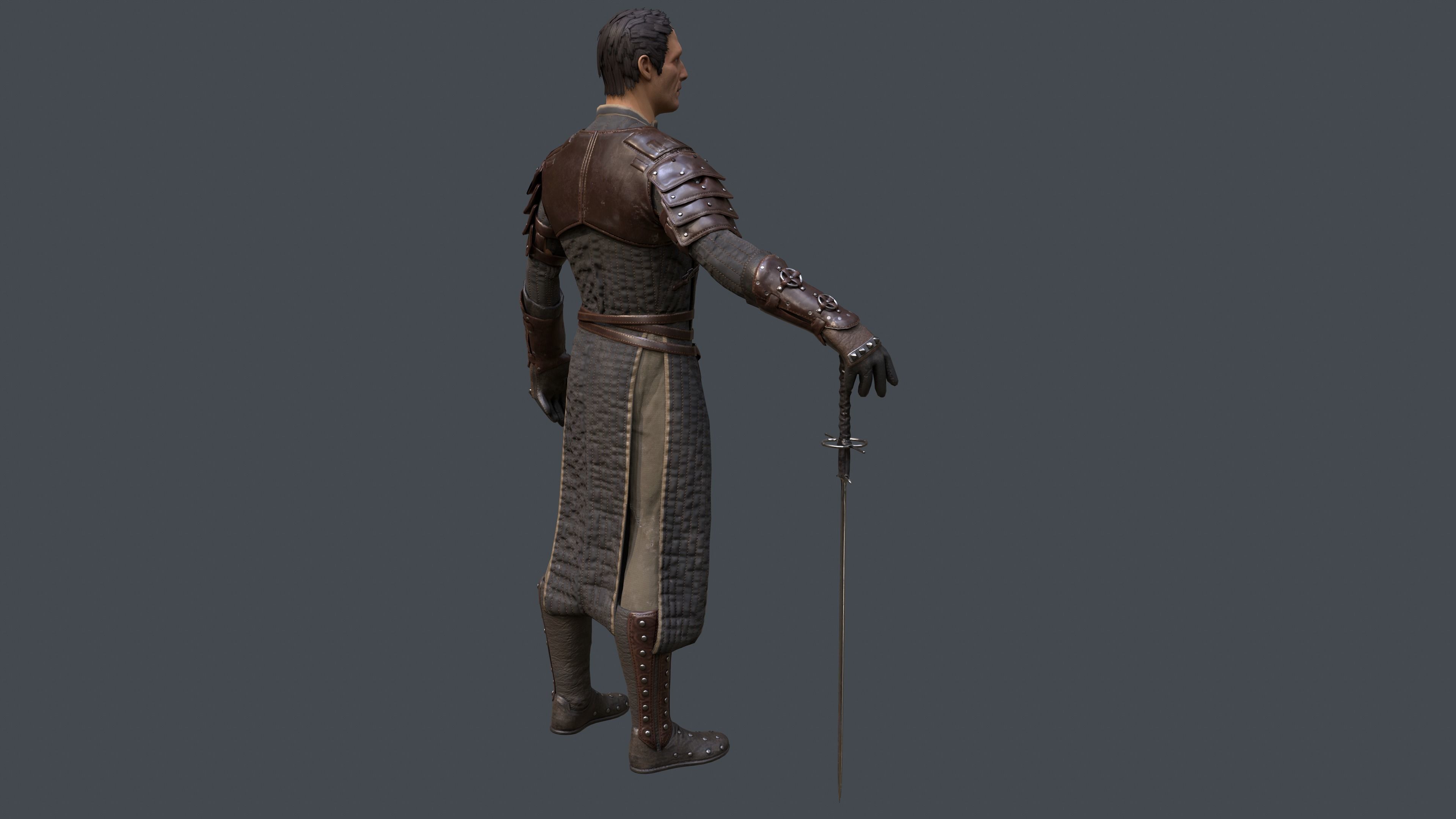 Medieval Squire Warrior PBR  Low-poly 3D model_5