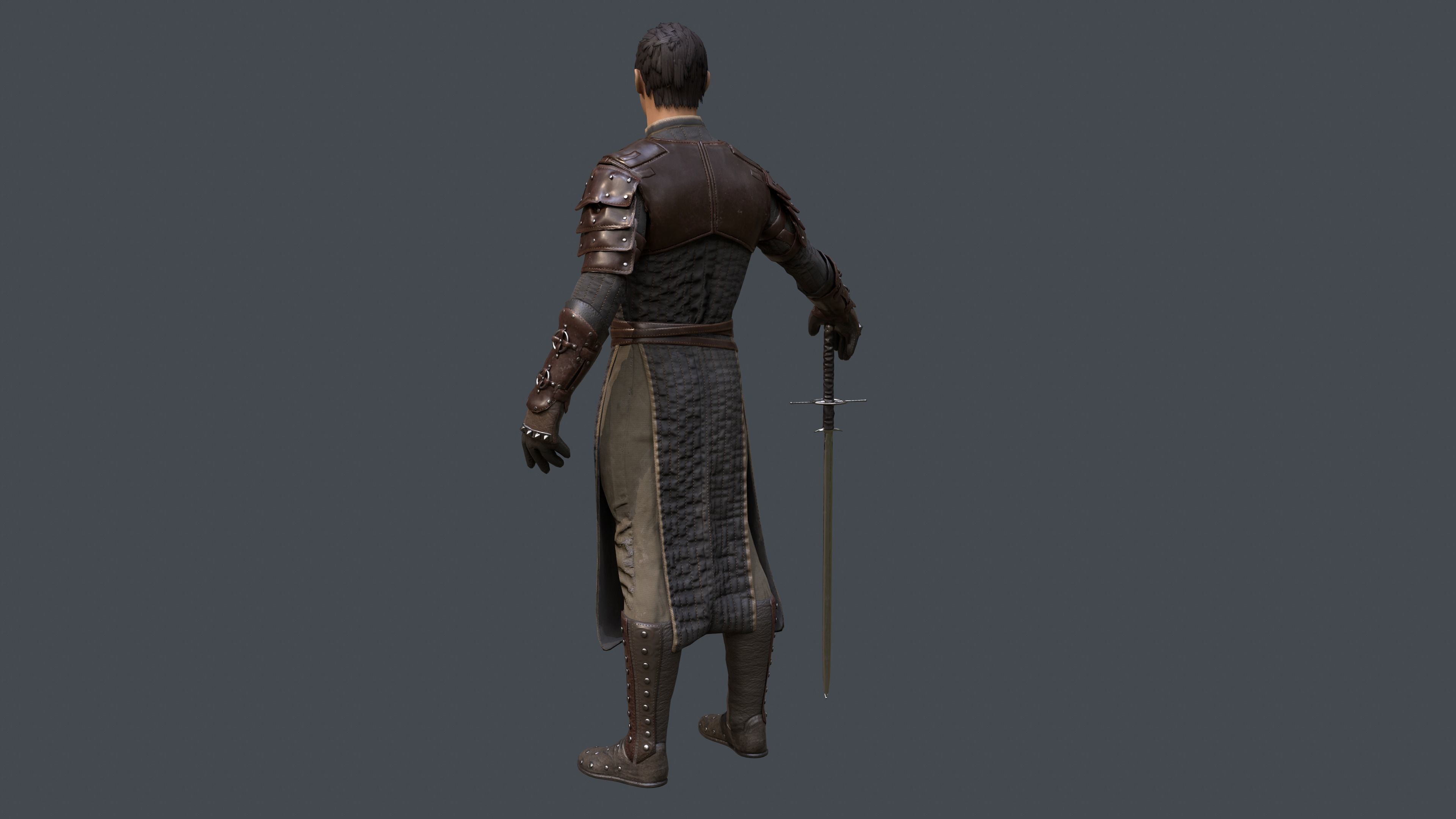 Medieval Squire Warrior PBR  Low-poly 3D model_23