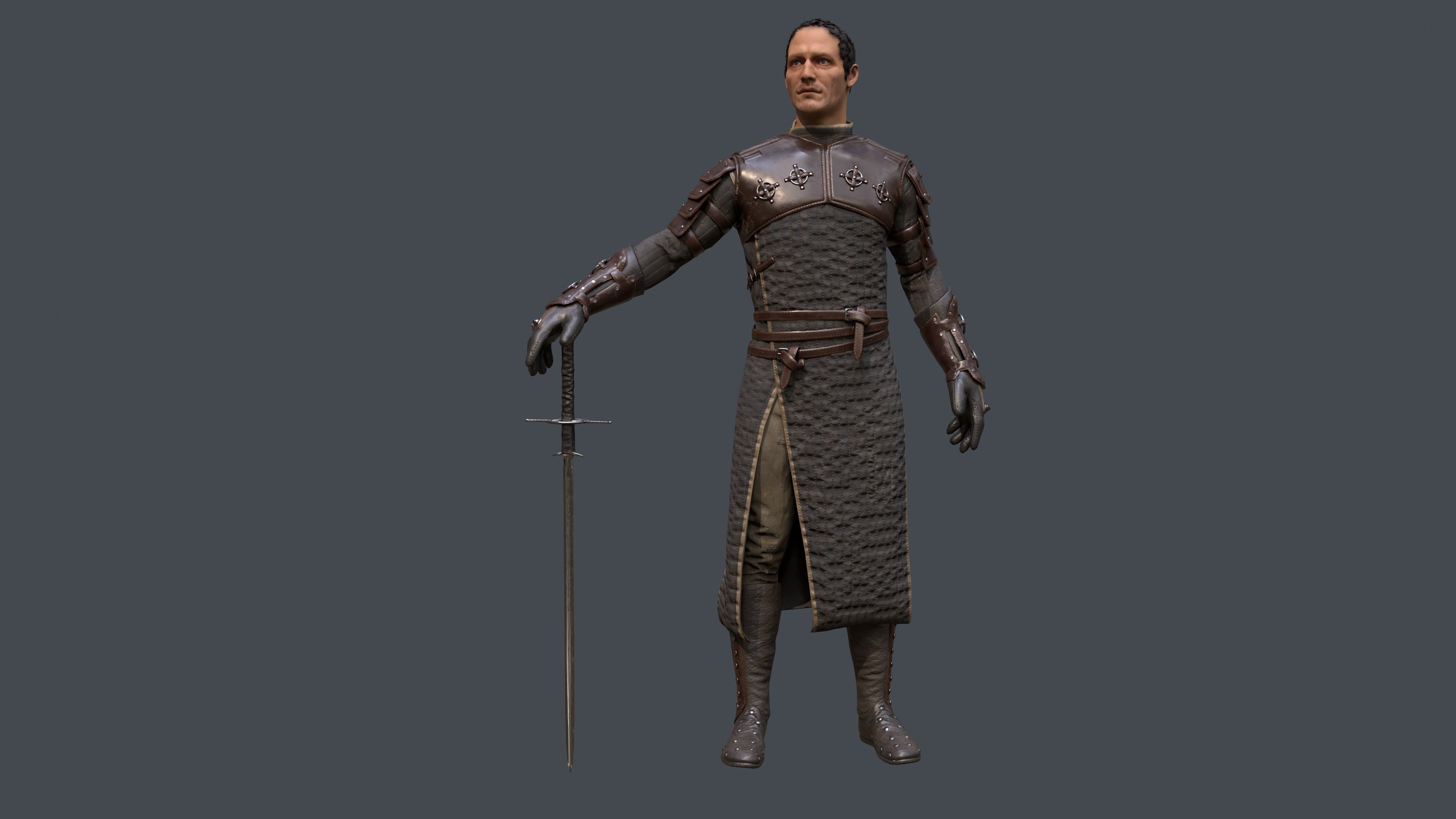 Medieval Squire Warrior PBR  Low-poly 3D model_24