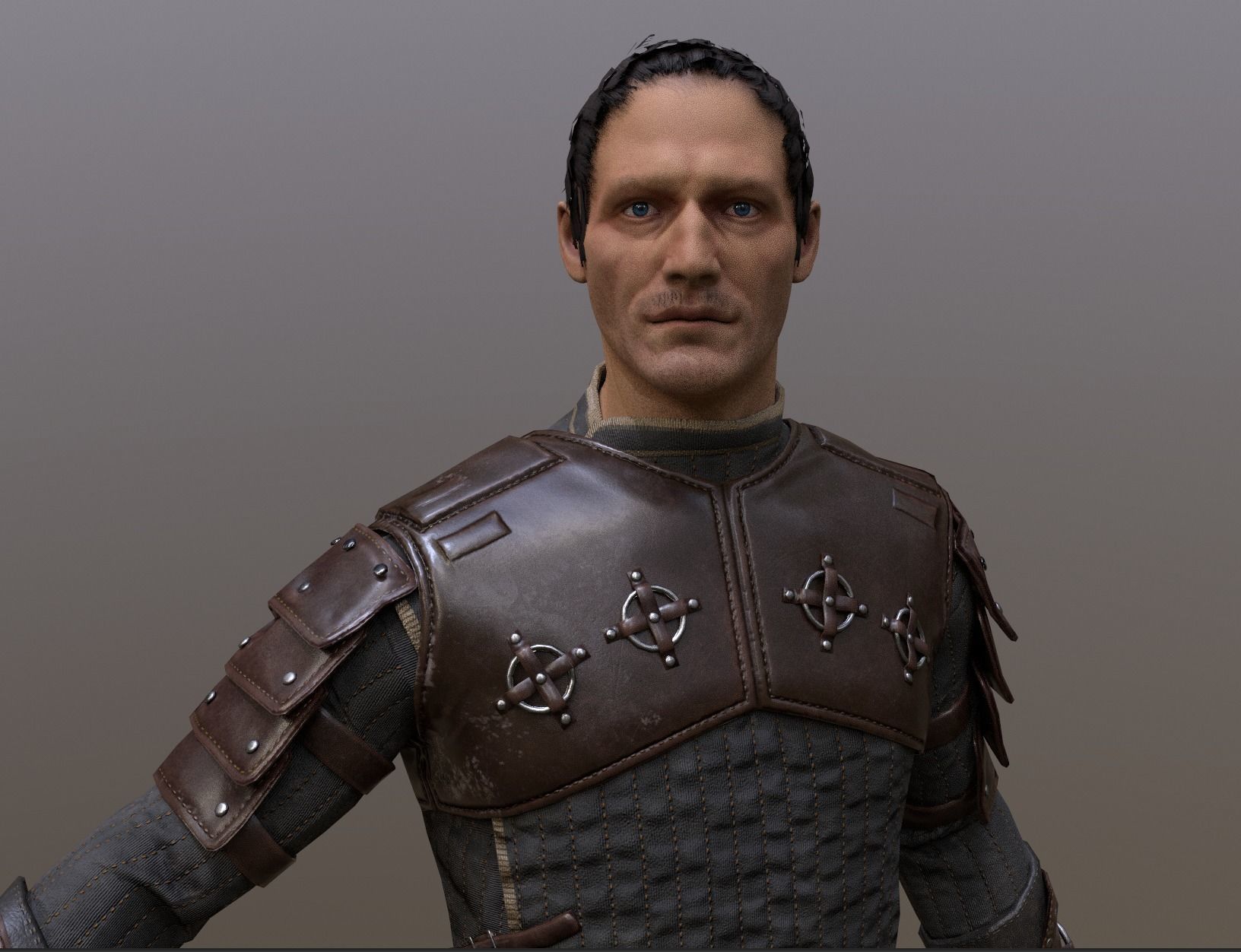 Medieval Squire Warrior PBR  Low-poly 3D model_12