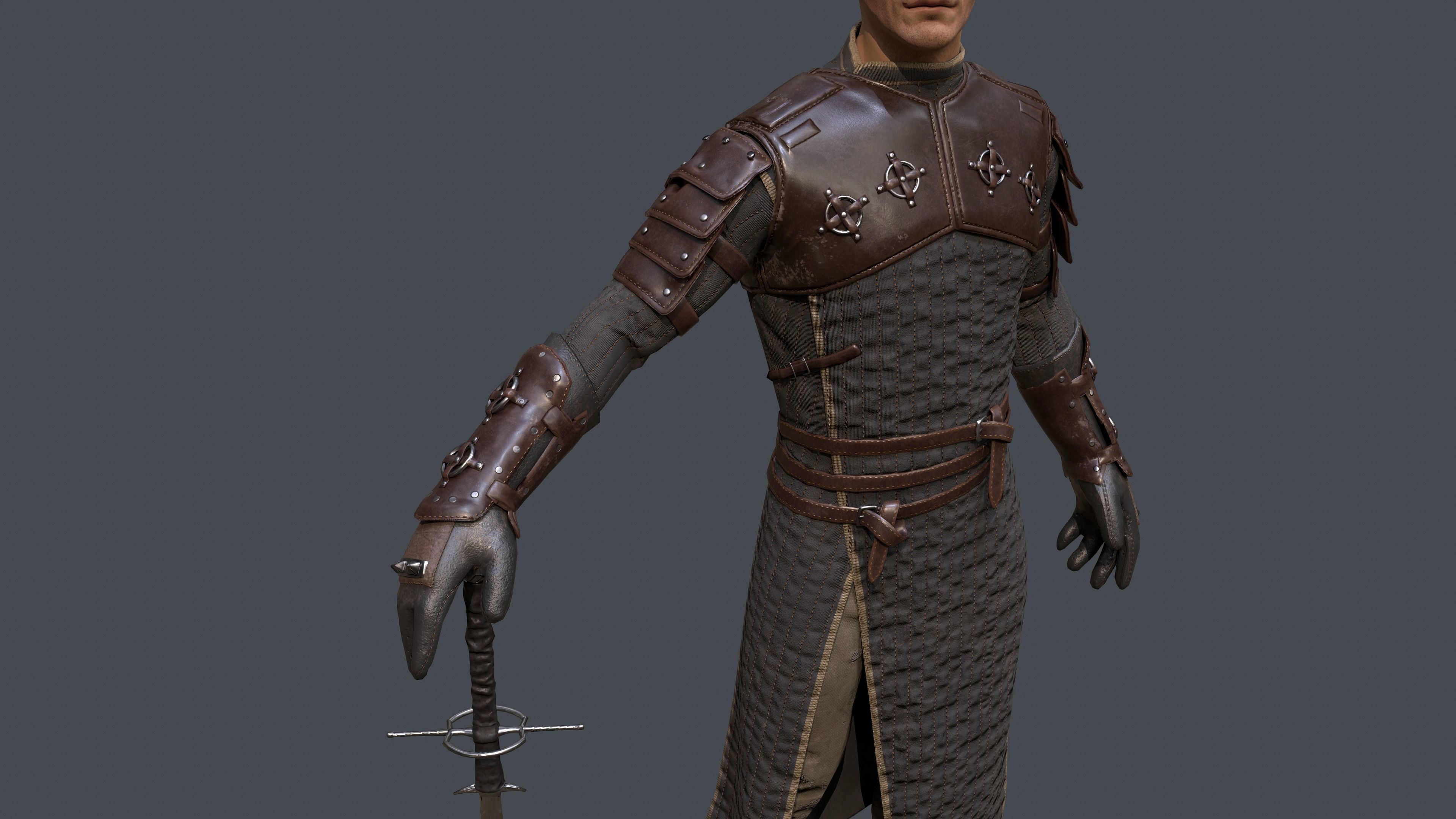 Medieval Squire Warrior PBR  Low-poly 3D model_6