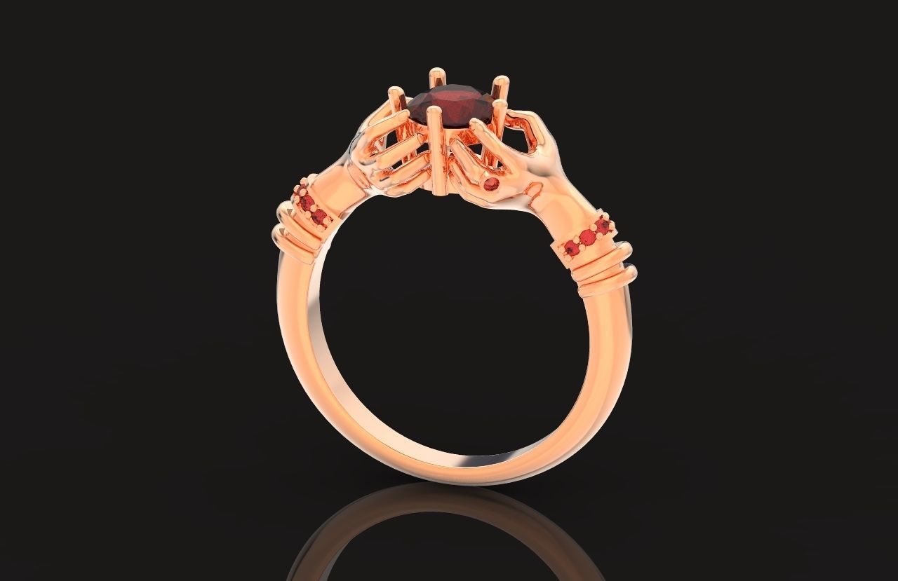 hand ring palms hold a stone all ring sizes 617 3D print model_40