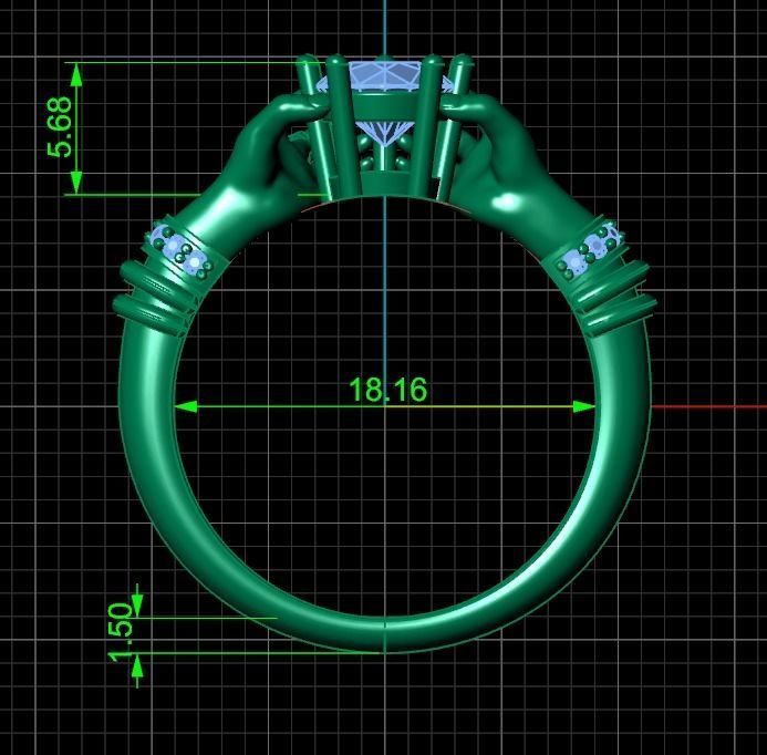 hand ring palms hold a stone all ring sizes 617 3D print model_29