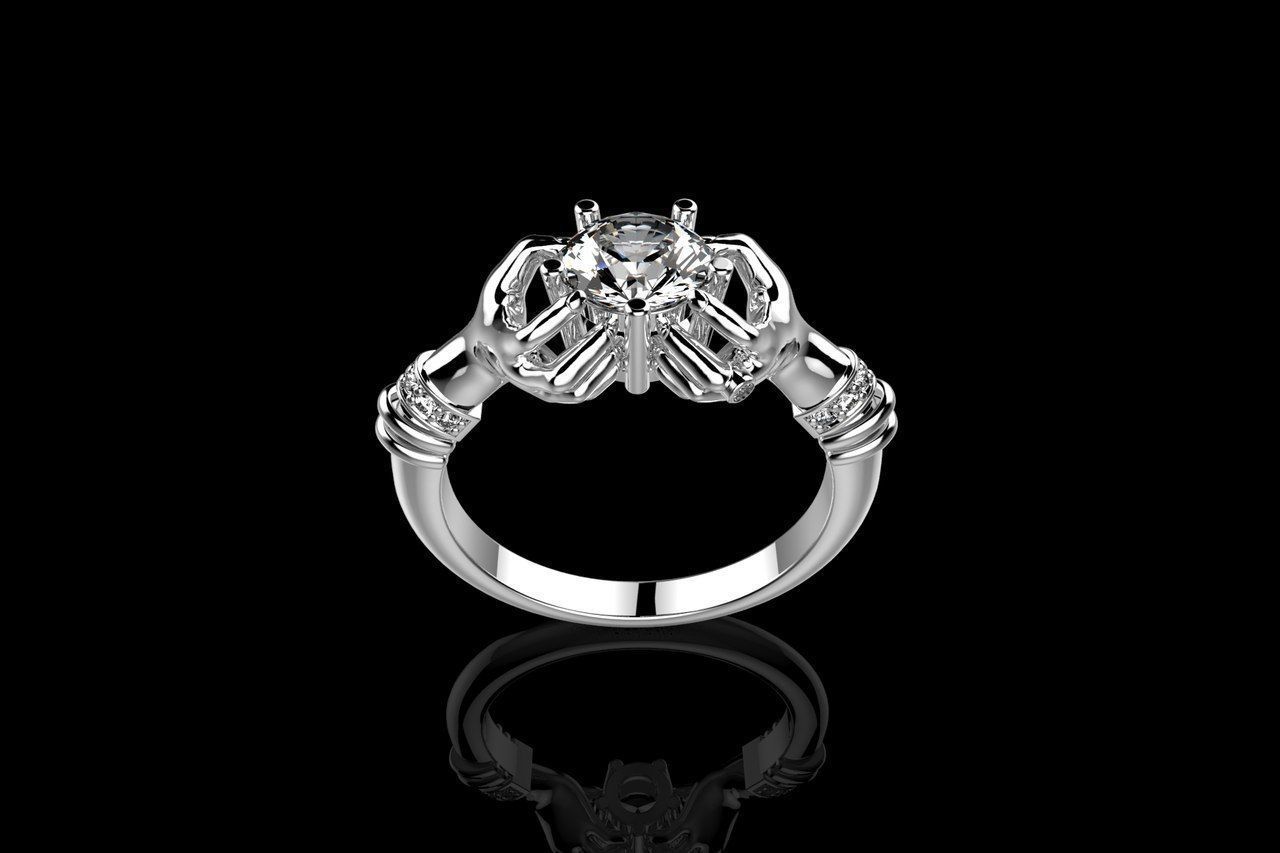 hand ring palms hold a stone all ring sizes 617 3D print model_12