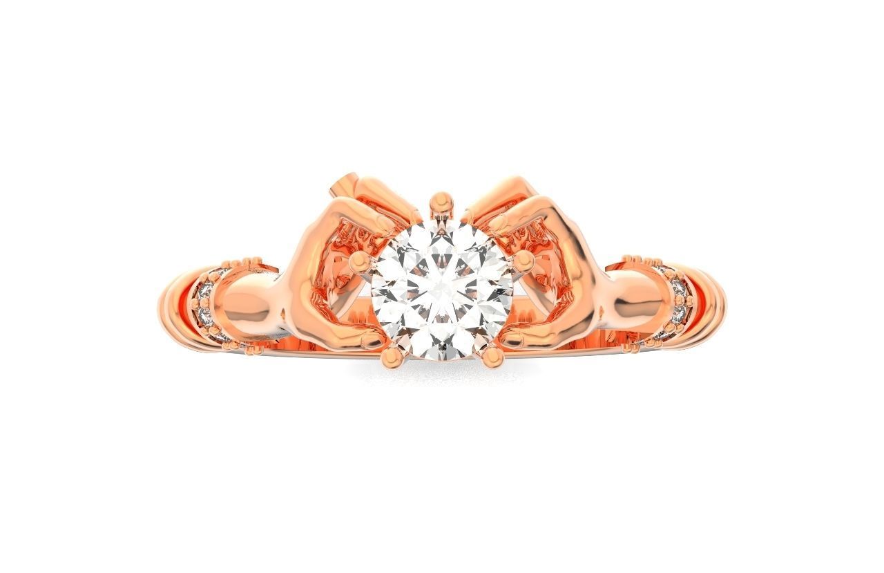 hand ring palms hold a stone all ring sizes 617 3D print model_51