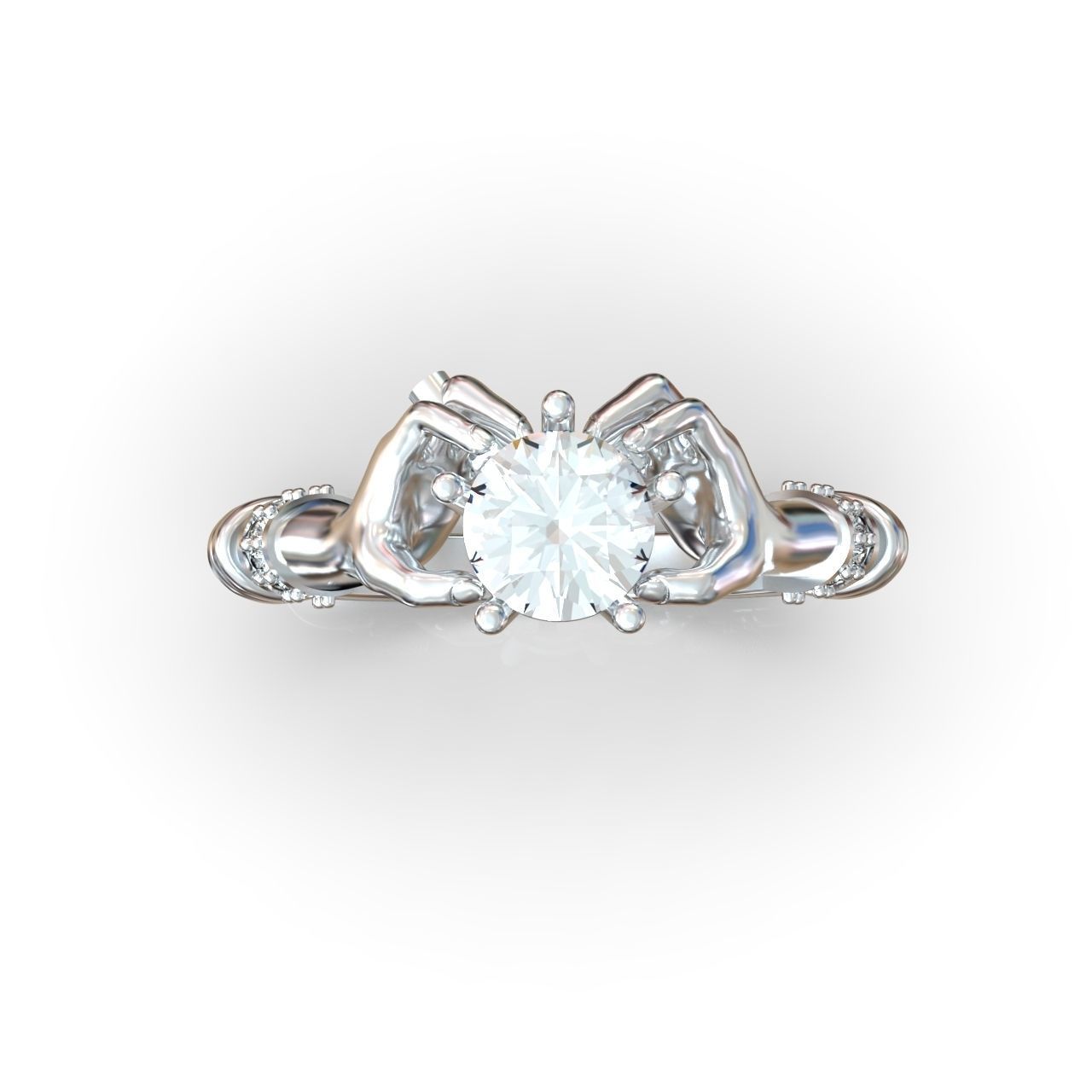 hand ring palms hold a stone all ring sizes 617 3D print model_15