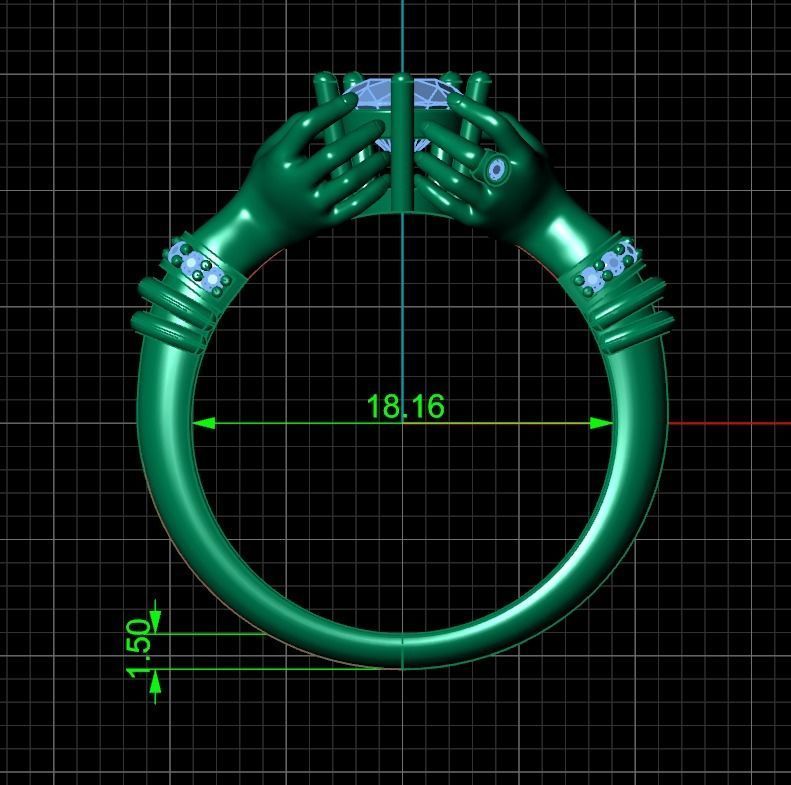 hand ring palms hold a stone all ring sizes 617 3D print model_30
