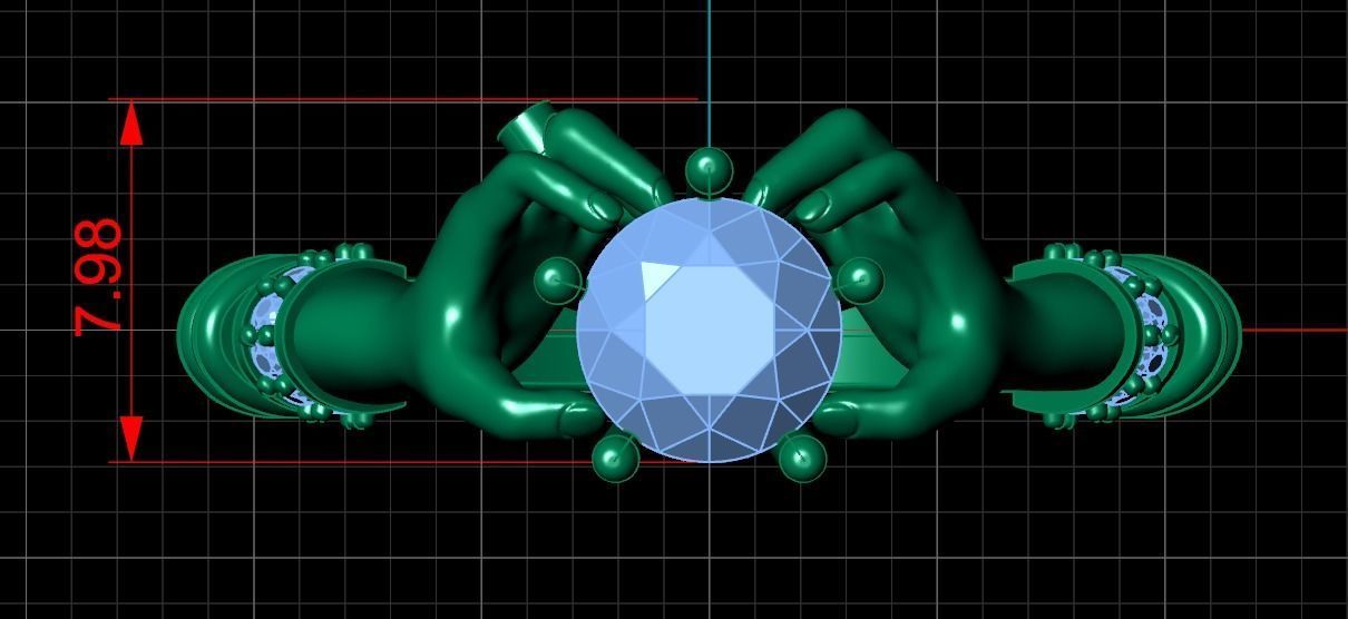 hand ring palms hold a stone all ring sizes 617 3D print model_28